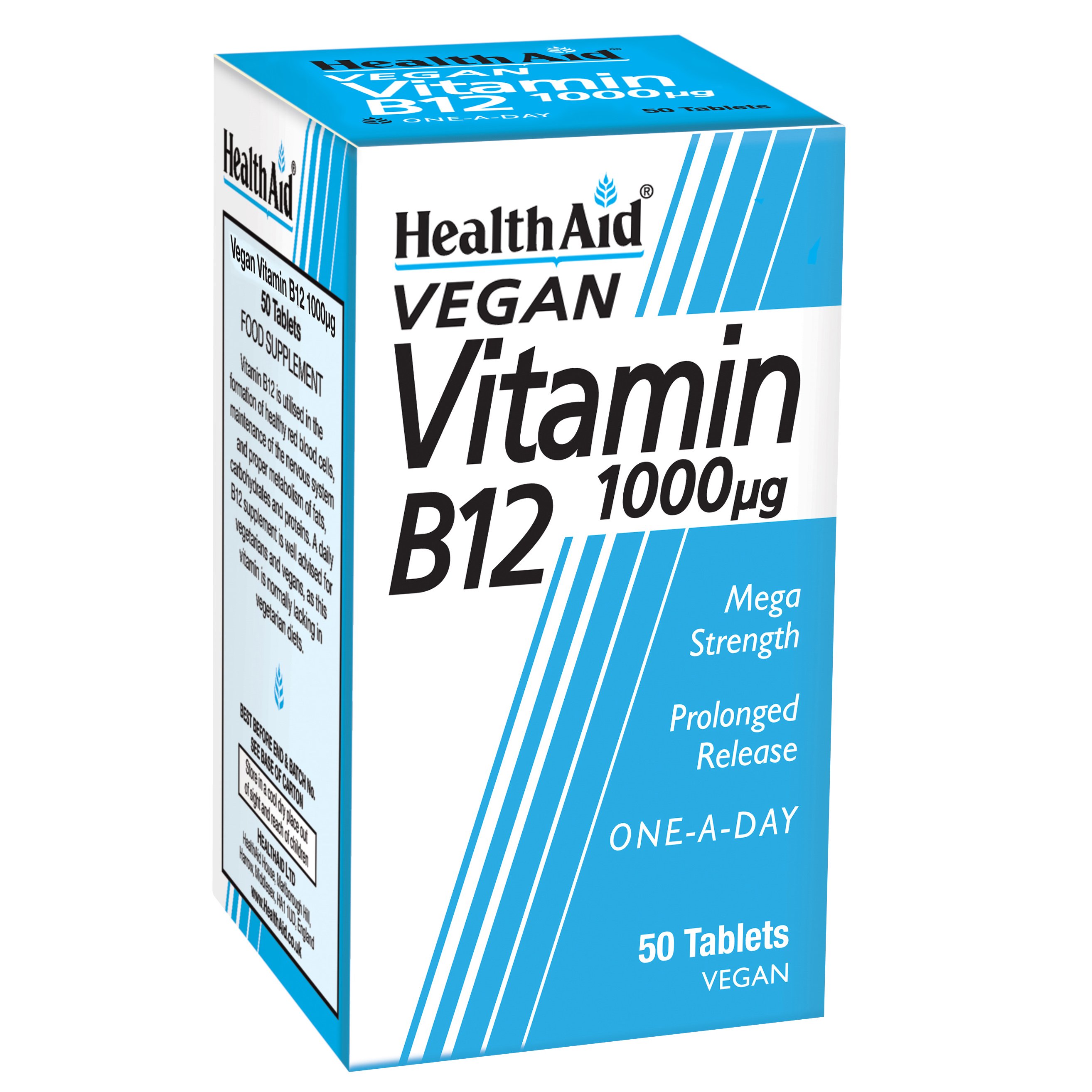 Health Aid Βιταμίνη B12 1000μg Καλή Λειτουργία Του Νευρικού Συστήματος 50tabs