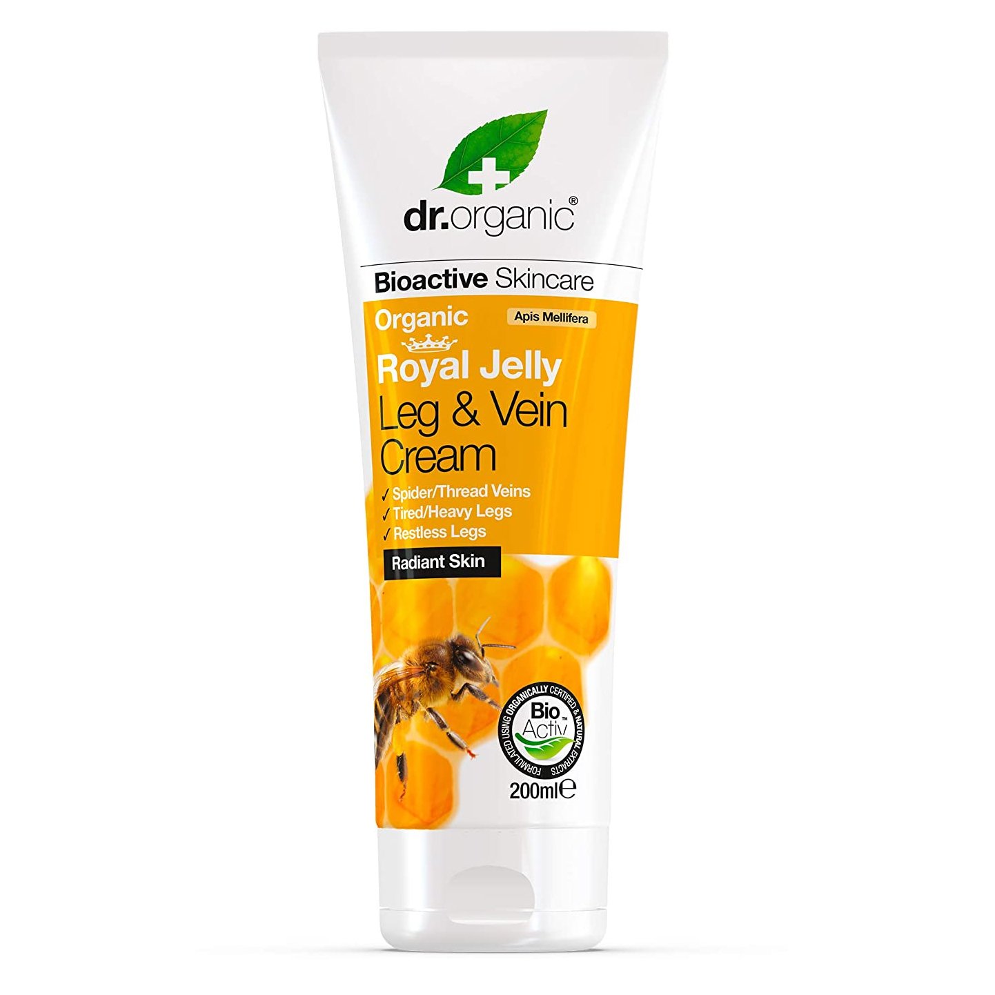 Dr Organic Royal Jelly Leg & Vein Cream Κρέμα με Βασιλικό Πολτό που Ενδυναμώνει τις Φλέβες, για Πόδια Κουρασμένα 200ml