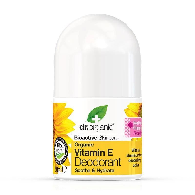 Dr Organic Vitamin E Deodorant Αποσμητικό με Βιολογική Βιταμίνη E, Ιδανικό για Ξηρές Επιδερμίδες 50ml