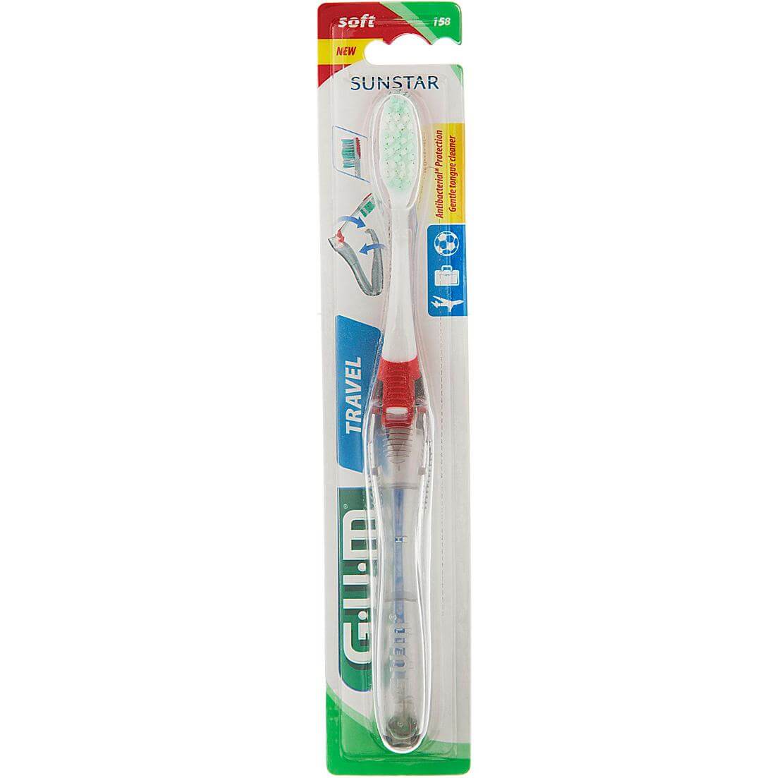Gum Travel Soft Antibacterial Σπαστή Οδοντόβουρτσα Ταξιδίου (158) – μωβ