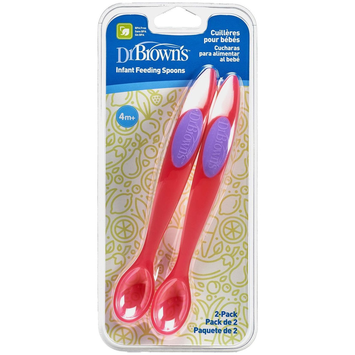 Dr Brown’s Infant Feeding Spoons Βρεφικά Κουταλάκια Ταΐσματος TF200 σε Ροζ Χρώμα από 4 Μηνών 2 τεμάχια