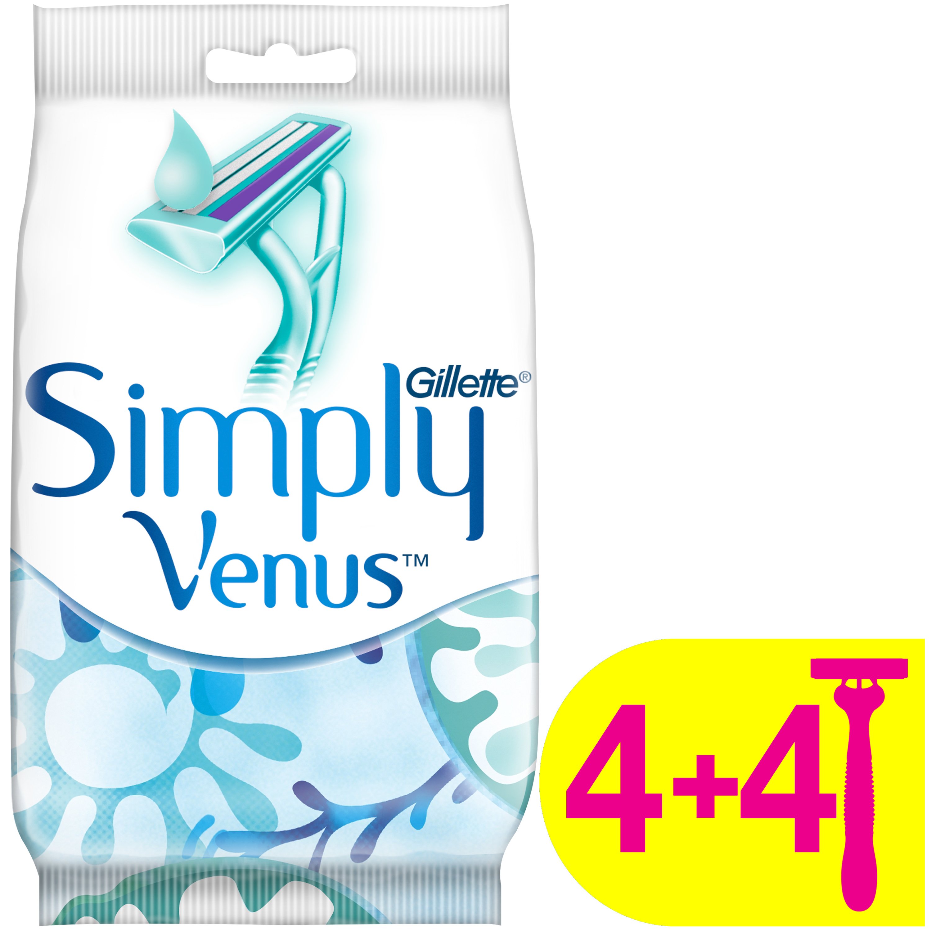 Gillette Simply Venus 2 Disposable Razors Γυναικεία Ξυραφάκια με 2 Λεπίδες για Απαλό Ξύρισμα 8 Τεμάχια