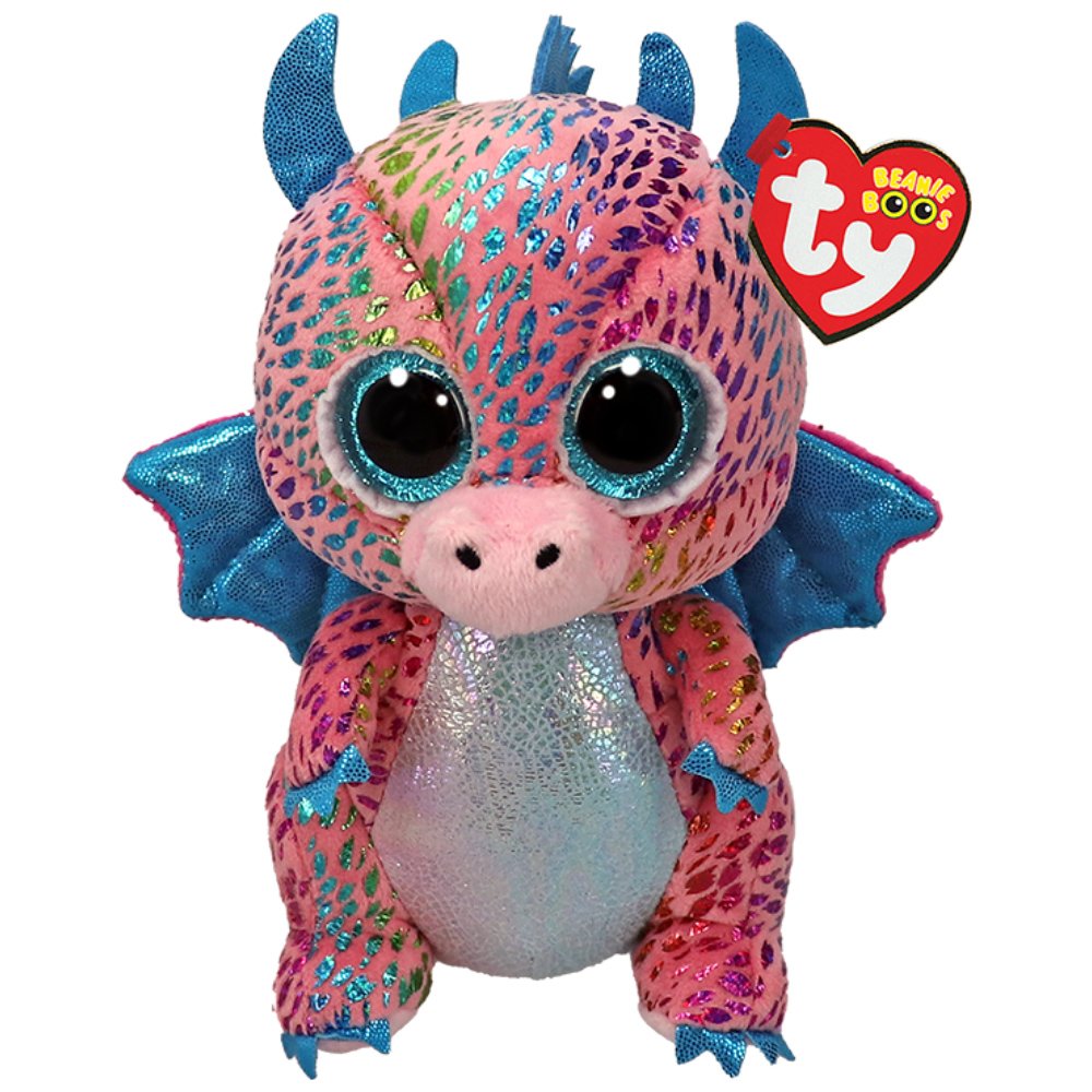 Ty Ty Beanie Babies Flint Plushie Λούτρινο Παιδικό Παιχνίδι Πολύχρωμος Δράκος 1 Τεμάχιο
