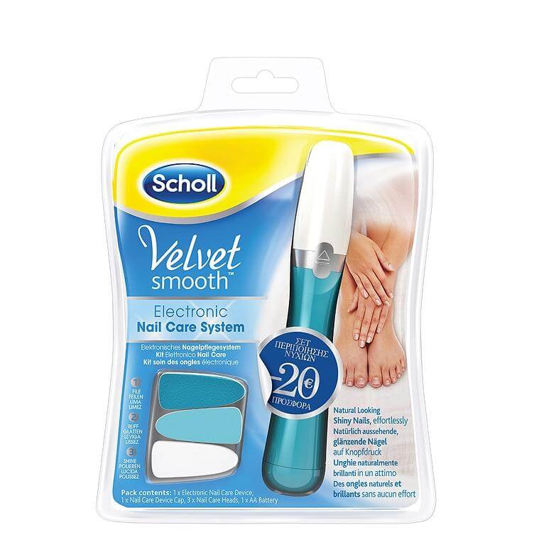 Scholl Velvet Smooth Nail Care System,Ηλεκτρικό Σύστημα Περιποίησης Νυχιών με 3 Κεφαλές