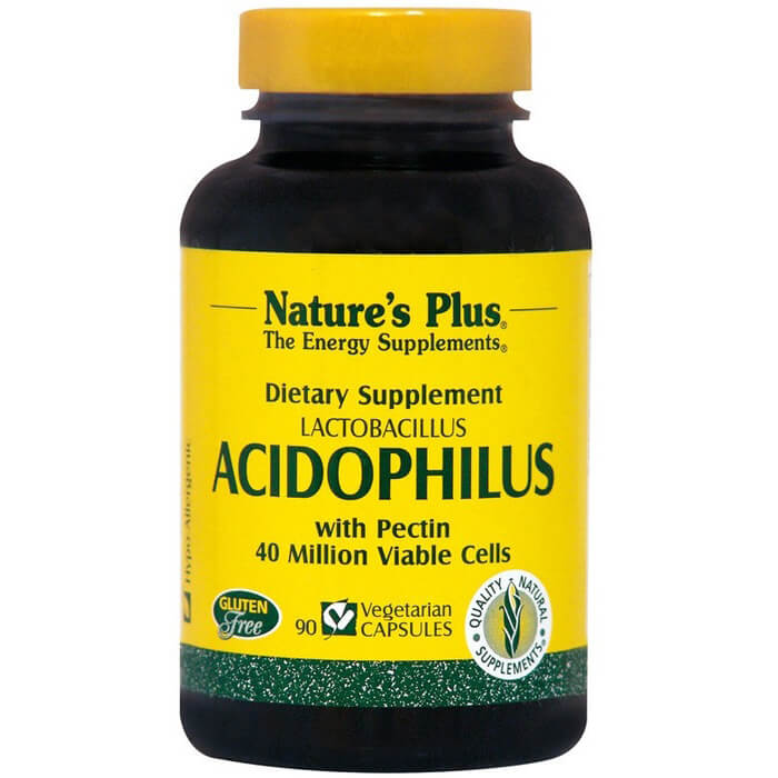 Nature’s Plus Acidophilus With Pectin Συμπλήρωμα Διατροφής, Προβιοτικό που Βοηθά στην Υποστήριξη της Υγιούς Πέψης 90Veg.Caps