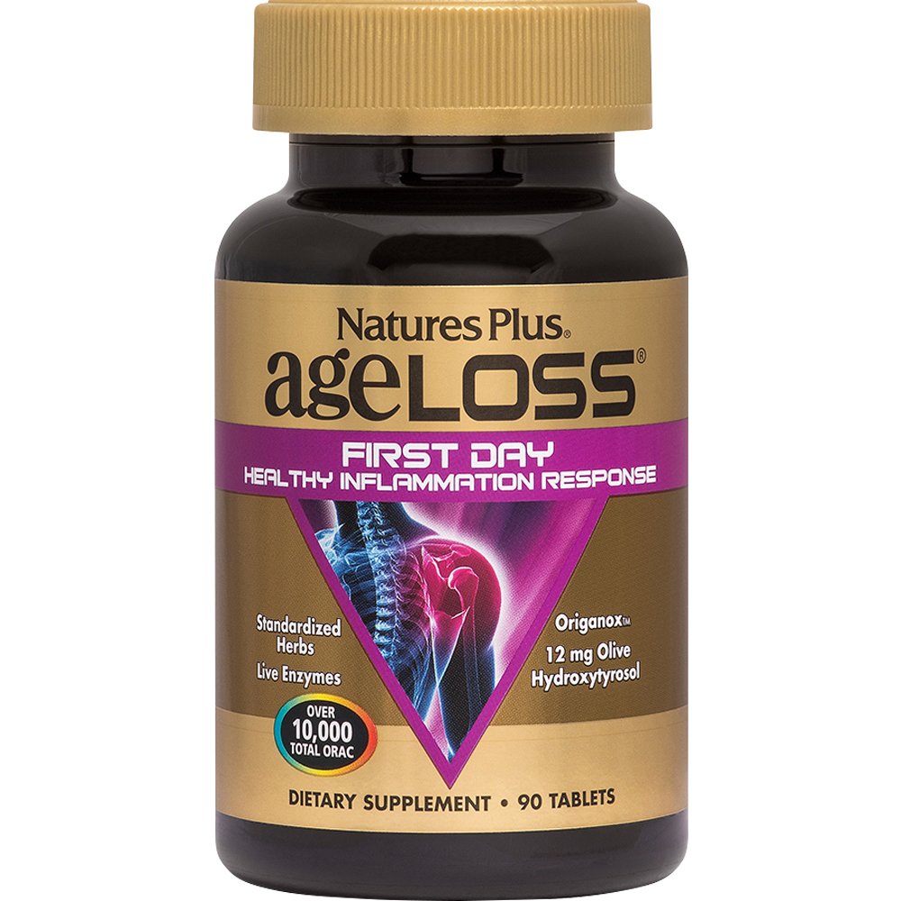 Natures Plus Natures Plus Ageloss First Day Healthy Inflammation Response Συμπλήρωμα Διατροφής Εκχυλίσματος Βοτάνων, Βιταμινών & Μετάλλων με Ισχυρές Αντιφλεγμονώδεις & Αντιοξειδωτικές Ιδιότητες για Ενεργοποίηση Σωστής Ανοσοαπόκρισης 90tabs