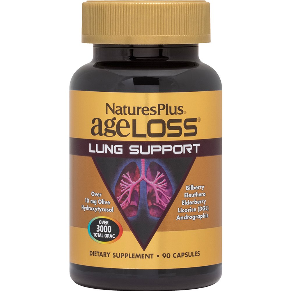 Natures Plus Natures Plus Ageloss Lung Support Συμπλήρωμα Διατροφής Βιταμινών, Μετάλλων & Εκχυλίσματος Βοτάνων με Ισχυρές Αντιοξειδωτικές Ιδιότητες για την Υποστήριξη της Καλής Λειτουργίας των Πνευμόνων 90caps