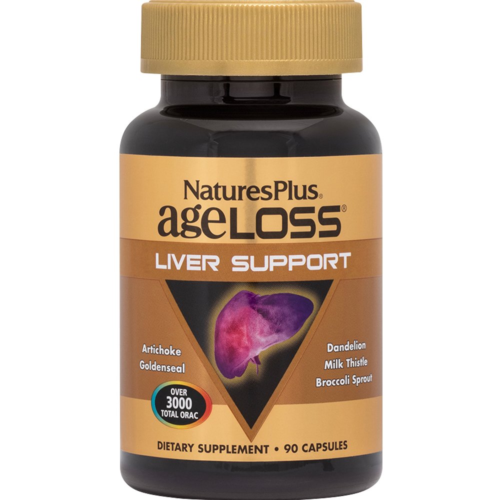 Natures Plus Natures Plus Ageloss Liver Support Συμπλήρωμα Διατροφής Βιταμινών & Εκχυλίσματος Βοτάνων για την Υποστήριξη του Ήπατος, Αποτοξίνωση & Ενίσχυση της Πέψης 90caps