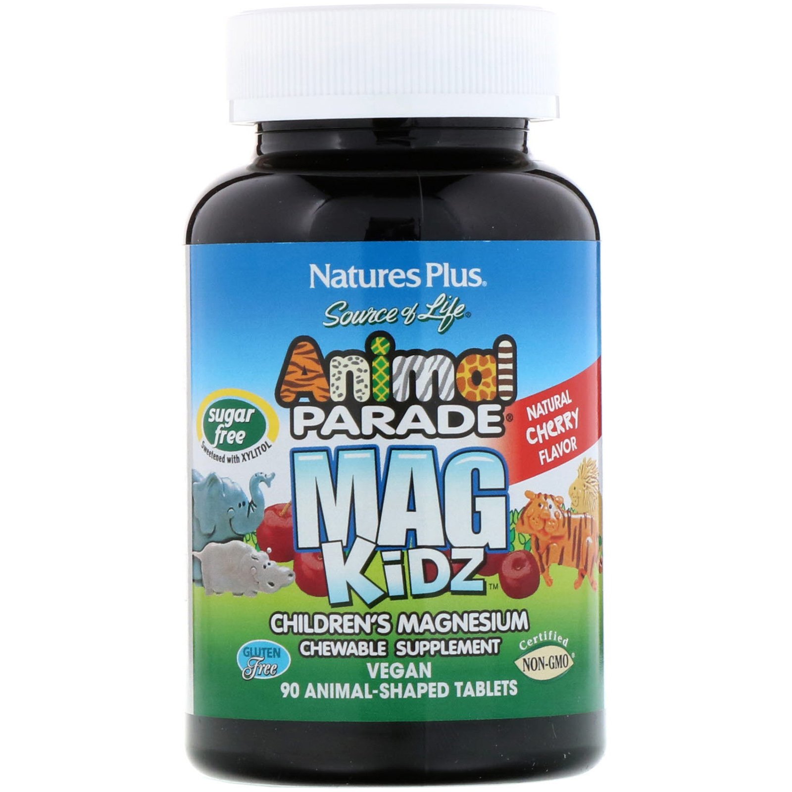 Natures Plus Animal Parade Mag Kidz Συμπλήρωμα Διατροφής με Μαγνήσιο για Παιδιά με Γεύση Κεράσι 90 Μασώμενα Ζωάκια