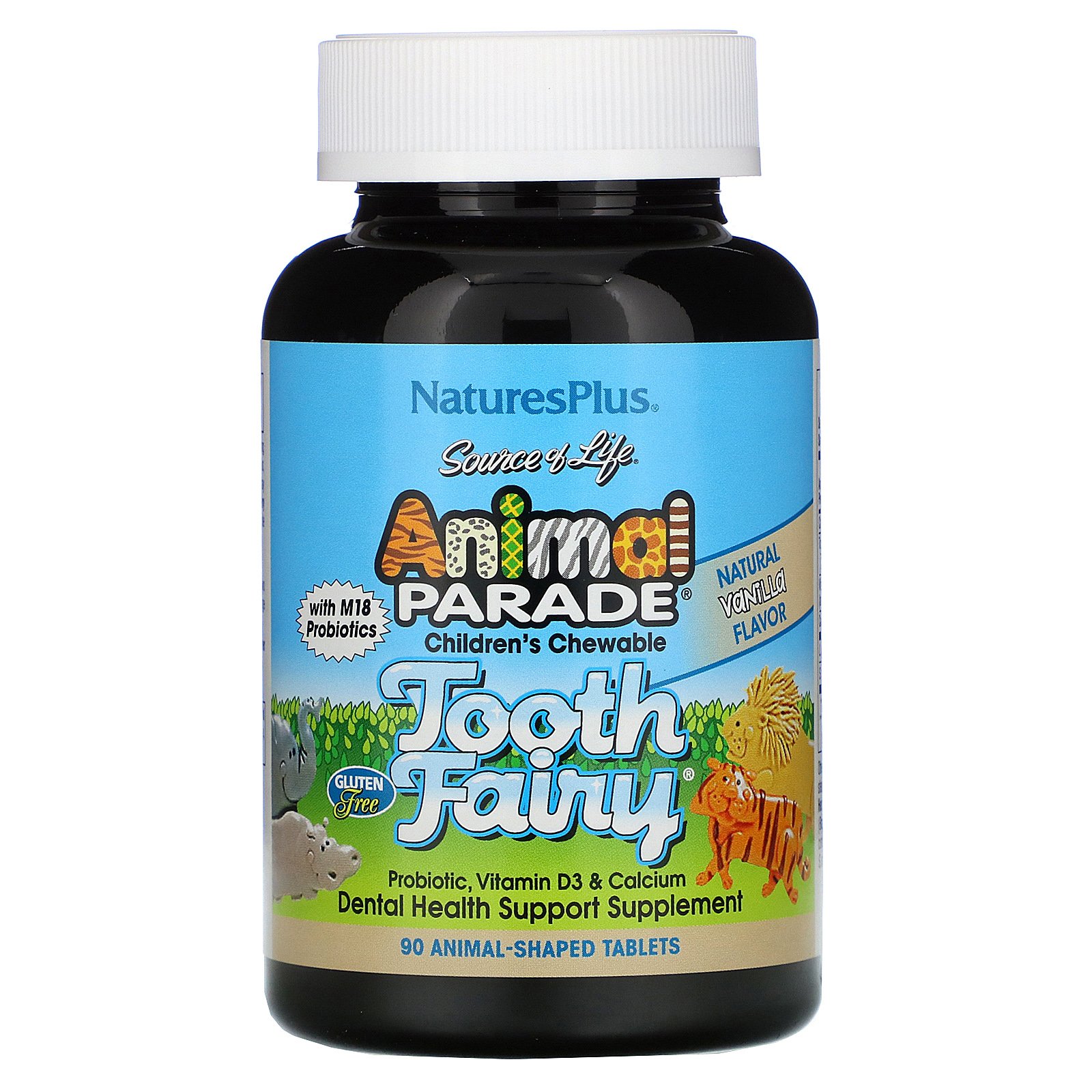 Nature’s Plus Animal Tooth Fairy Συμπλήρωμα Διατροφής για την Ενίσχυση των Δοντιών & Οστών με Γεύση Βανίλια 90 Μασώμενα Ζωάκια