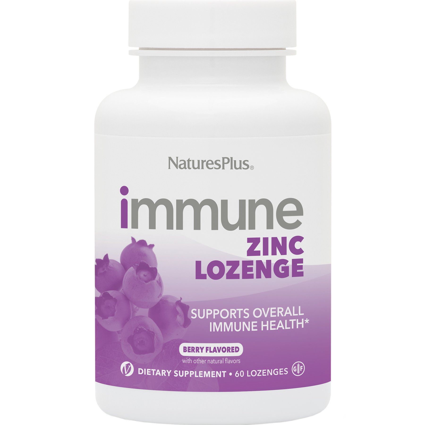 Natures Plus Natures Plus Immune Zinc Συμπλήρωμα Διατροφής Ψευδάργυρου & Χαλκού για την Ενίσχυση του Ανοσοποιητικού με Γεύση Μούρου 60 Lozenges