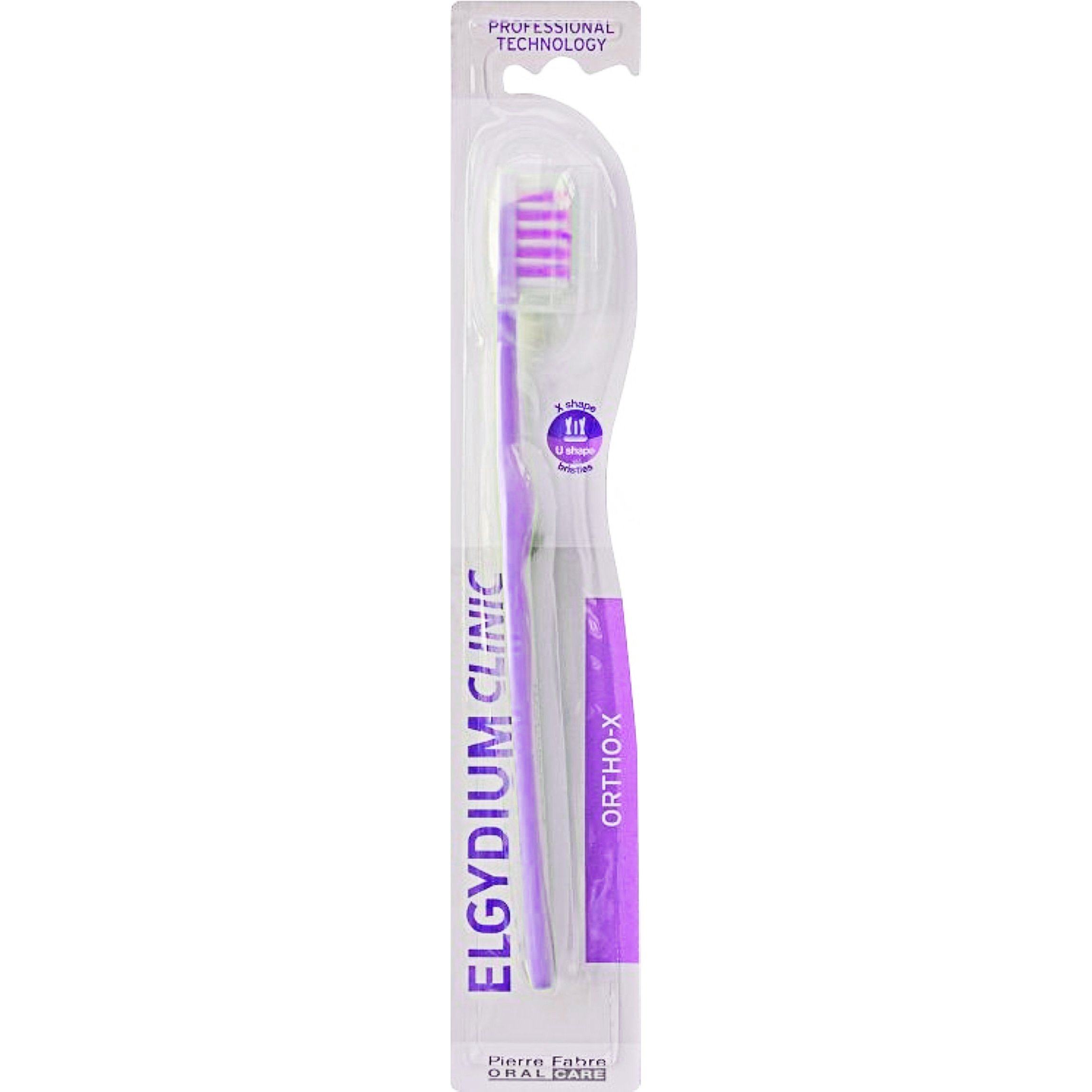 Elgydium Clinic Ortho-X Οδοντόβουρτσα Ιδανική για Ορθοδοντικά Στηρίγματα 1 Τεμάχιο - Μωβ