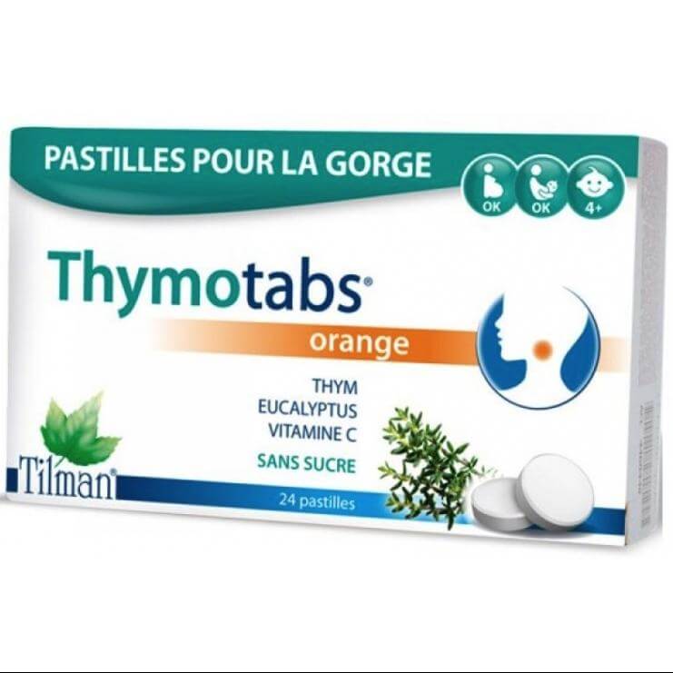 Tilman ThymoTabs Orange Παστίλιες για το Λαιμό Πορτοκάλι, με Θυμάρι, Ευκάλυπτο & Βιταμίνη C Χωρίς Ζάχαρη 24τμχ