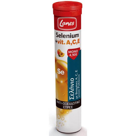 Lanes Selenium + Vit A,C,E Αναβράζων Σελήνιο & Βιταμίνες Α, C, E, με Σημαντική Αντιοξειδωτική Δράση, Γεύση Ροδάκινο 20Effer.Tabs