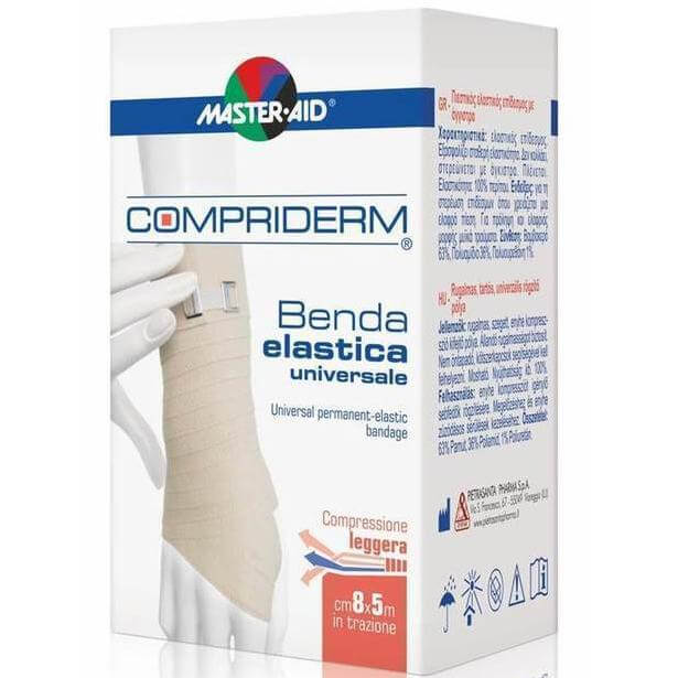 Master Aid Compriderm Λευκός Ελαστικός Επίδεσμος με Άγκιστρα – 5m x 10cm