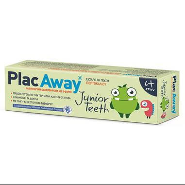 Plac Away Junior Teeth Παιδική Oδοντόκρεμα που Προστατεύει από την Τερηδόνα & την Ουλίτιδα με Γεύση Πορτοκάλι απο 6 Ετών 50ml