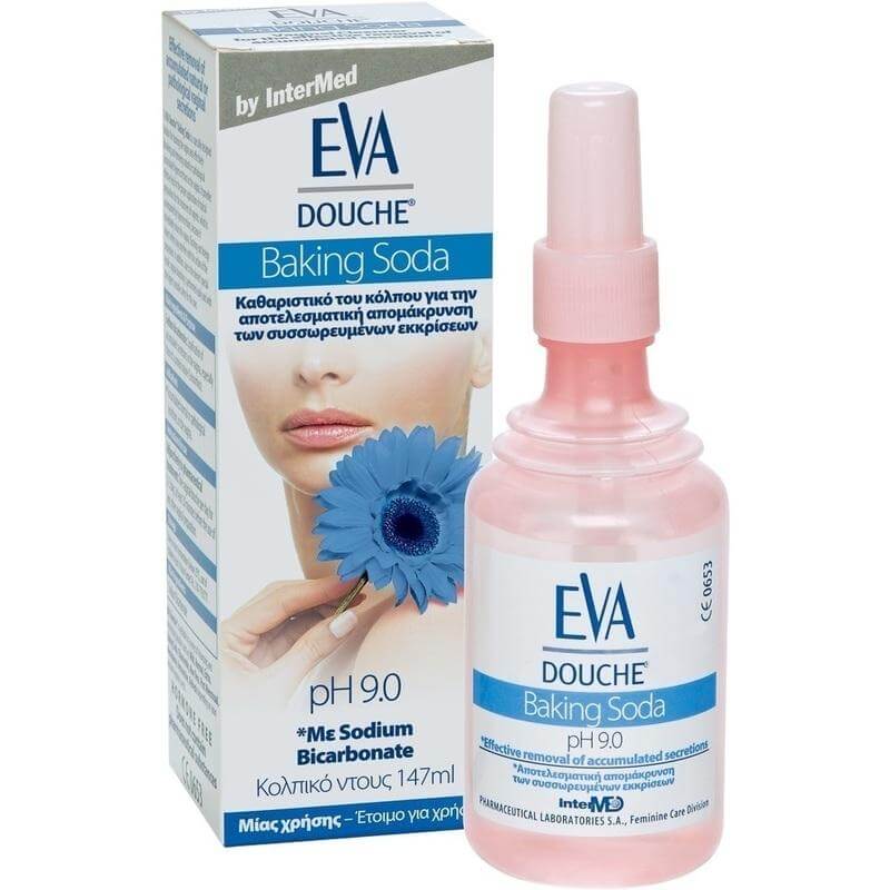 Eva Douche Baking Soda Κολπική Πλύση μίας Χρήσης με Σόδα για τη Απομάκρυνση των Εκκρίσεων της Ευαίσθητης Περιοχής 147ml