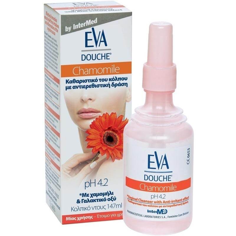 Eva Douche Chamomile Κολπική Πλύση για τον Καθαρισμό & την Ανακούφιση των Συμπτωμάτων από Ερεθισμό ή Κολπίτιδα 147ml