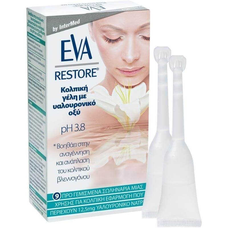 Eva Restore Gel Κολπική Γέλη με Υαλουρονικό Οξύ για τη Επούλωση του Ατροφικού, Τραυματισμένου Κολπικού Βλεννογόνου 9τμχ