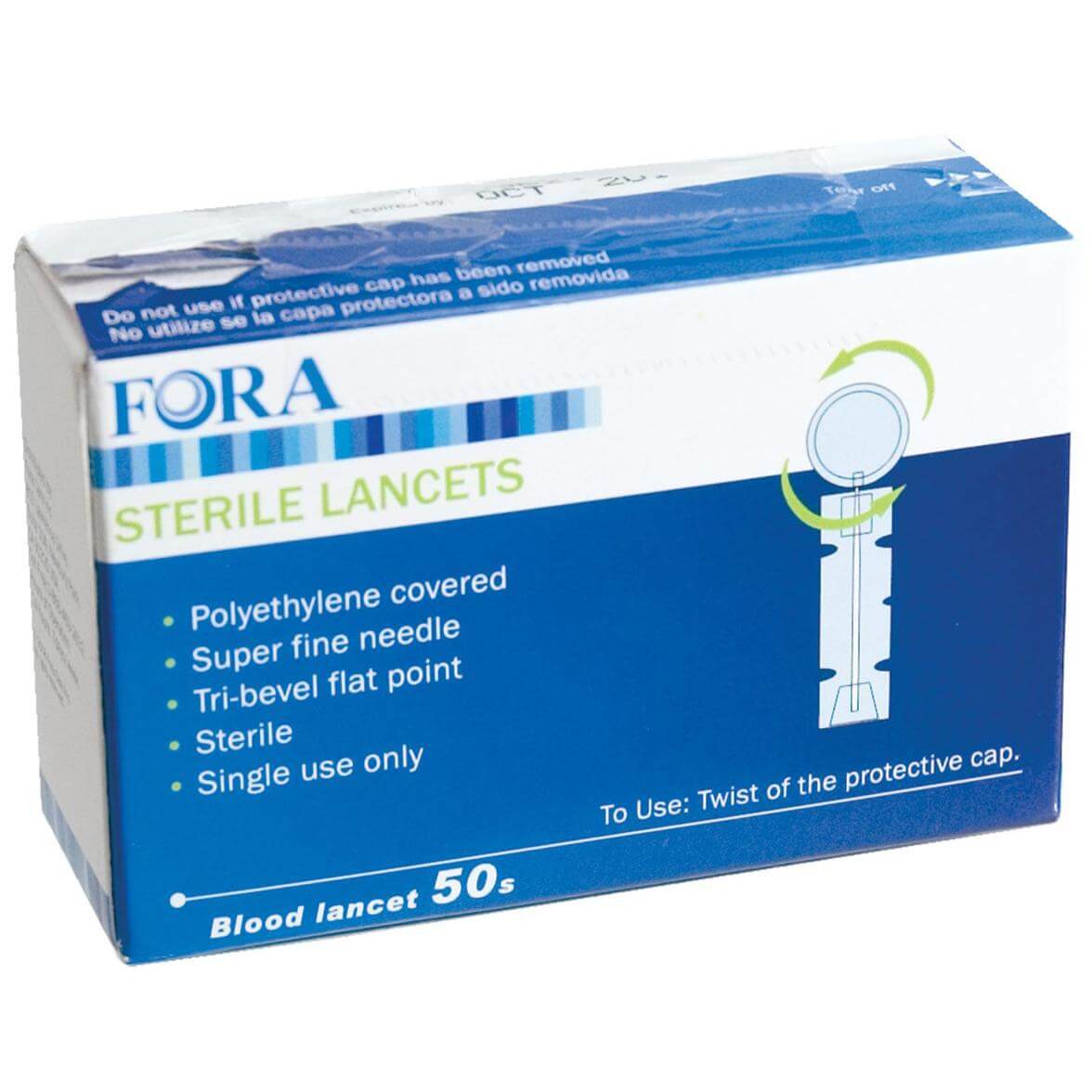 Fora Sterile Lancets Αποστειρωμένες Βελόνες 30G για Χρήση με το Μετρητή Σακχάρου 50τμχ