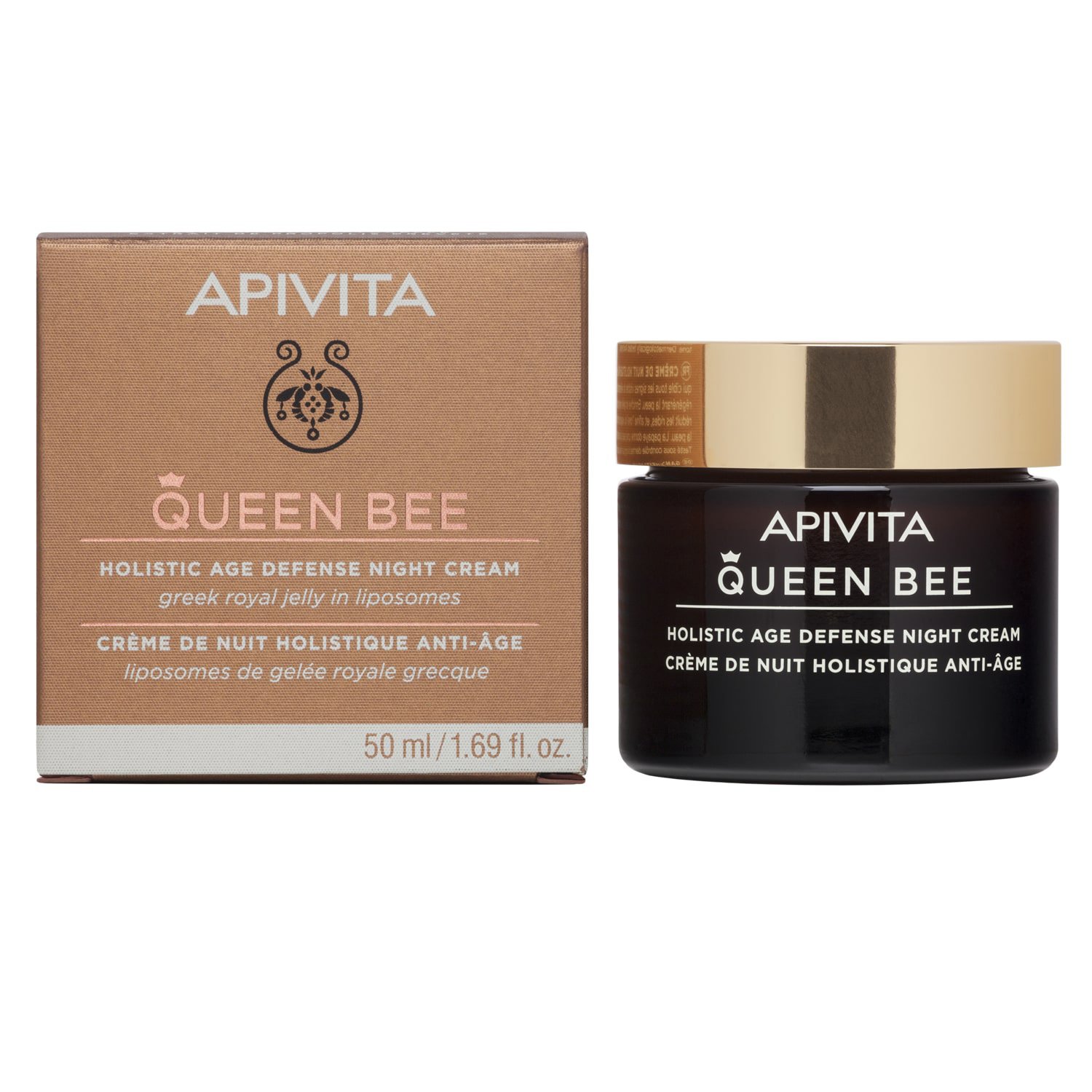Queen Bee Holistic Age Defence Night Cream With Greek Royal Jelly in Liposomes 50ml – Apivita,Κρέμα Νύχτας Ολιστικής Αντιγήρανση