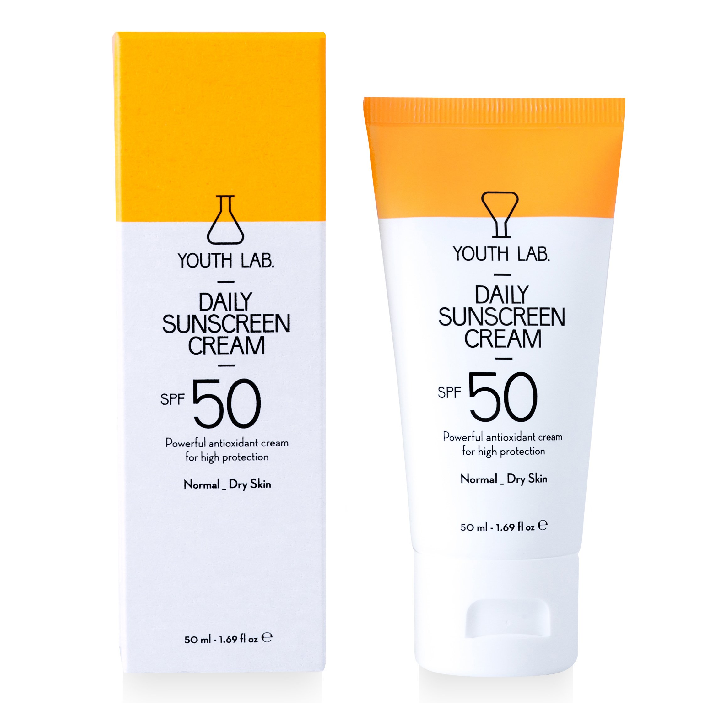 YOUTH LAB. Daily Sunscreen Cream Spf50 Normal Dry Skin, Έγχρωμη Αντηλιακή Κρέμα για Κανονικές – Ξηρές Επιδερμίδες 50ml