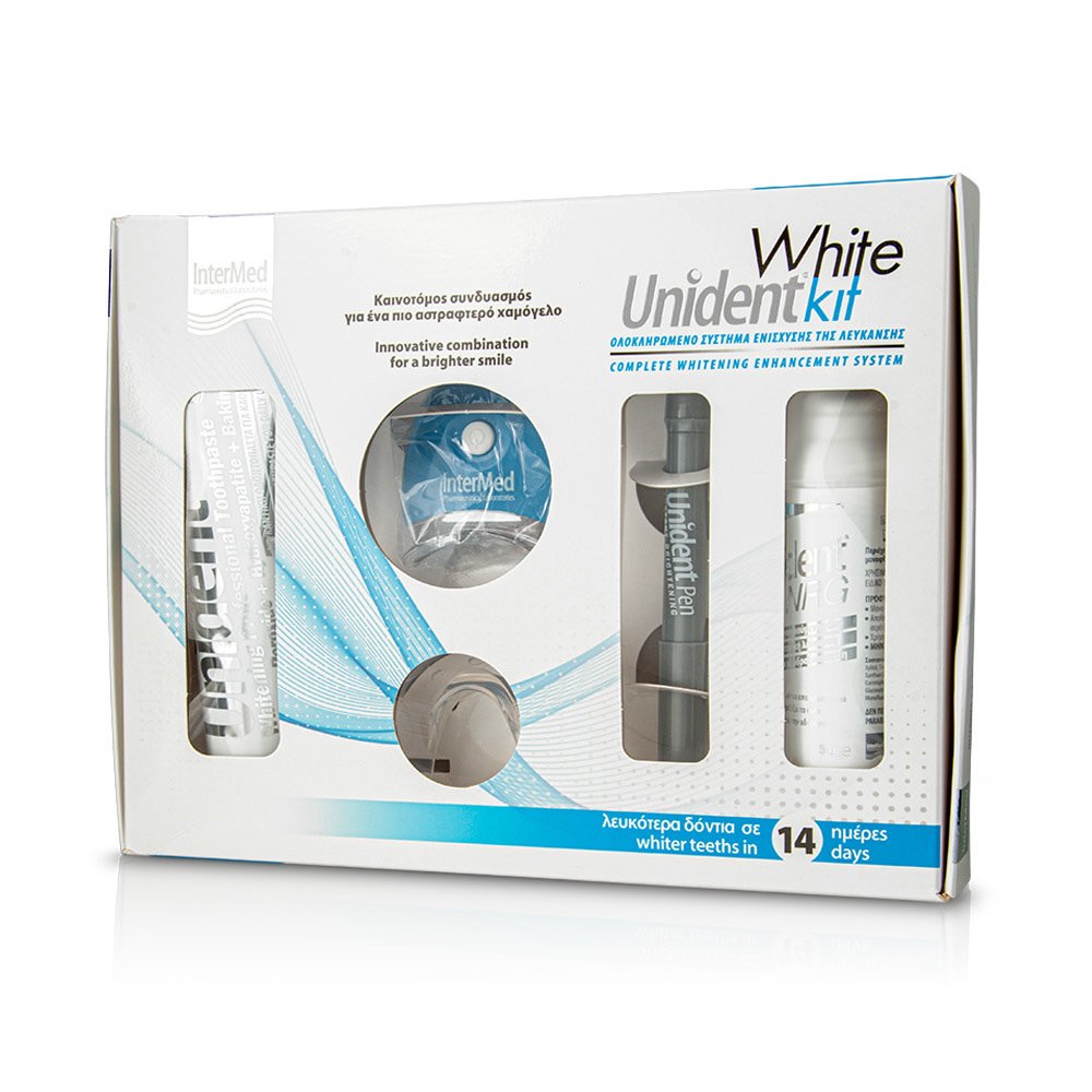 Intermed Unident White Kit Ολοκληρωμένο Σύστημα Λεύκανσης Επιτυγχάνει Λευκότερα Δόντια σε 14 Μέρες
