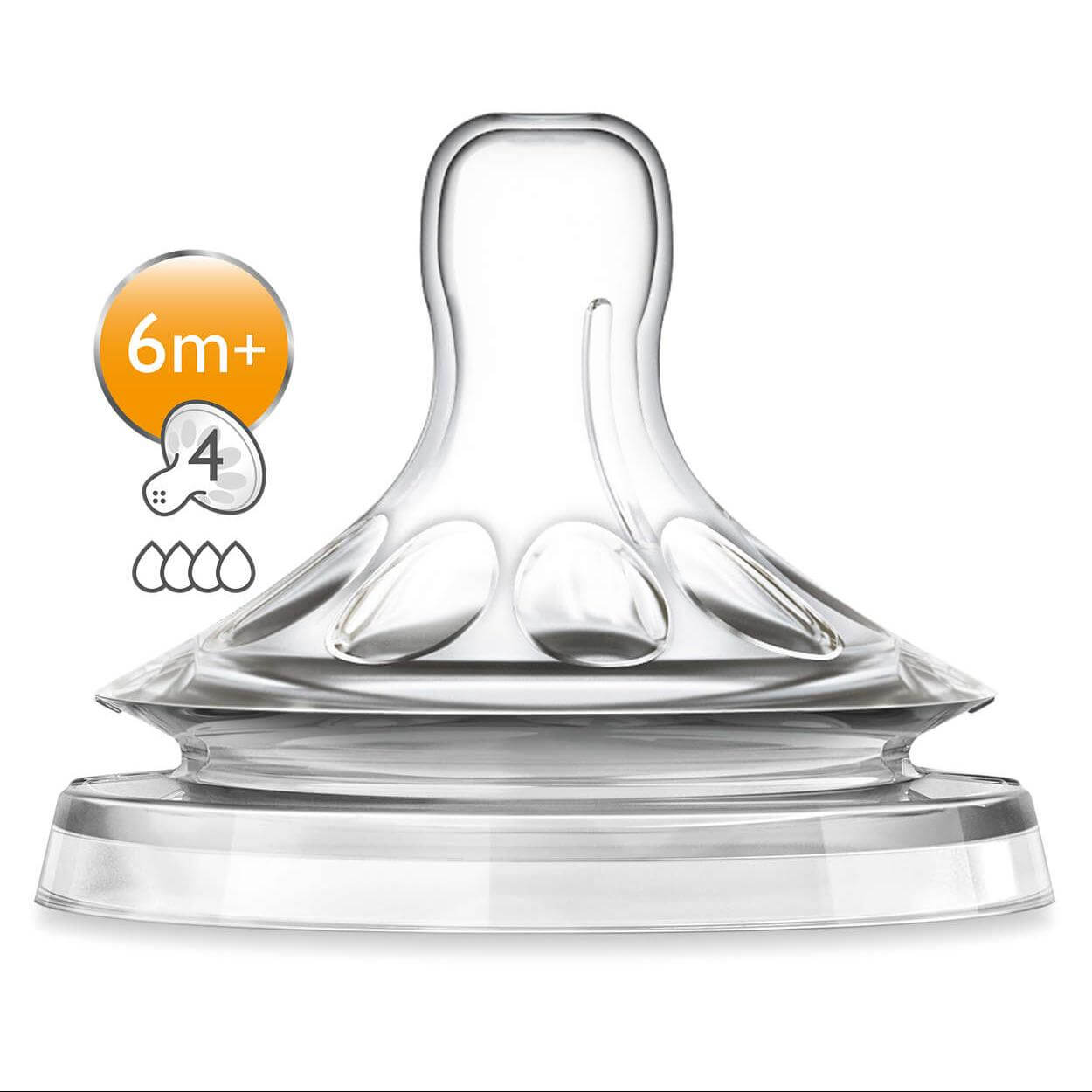 Avent Natural Θηλή Σιλικόνης 4 Οπών Γρήγορης Ροής απο 6 Μηνών 2τμχ
