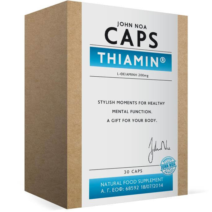 John Noa Caps Thiamin Συμπλήρωμα Διατροφής Βιταμίνης Β1 (Θειαμίνη), Ενίσχυση του Νευρικού Συστήματος 30 Κάψουλες