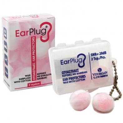 Vitorgan EarPlug Ωτοασπίδες Κέρινες με Βαμβάκι SNR=20db 2τεμ.