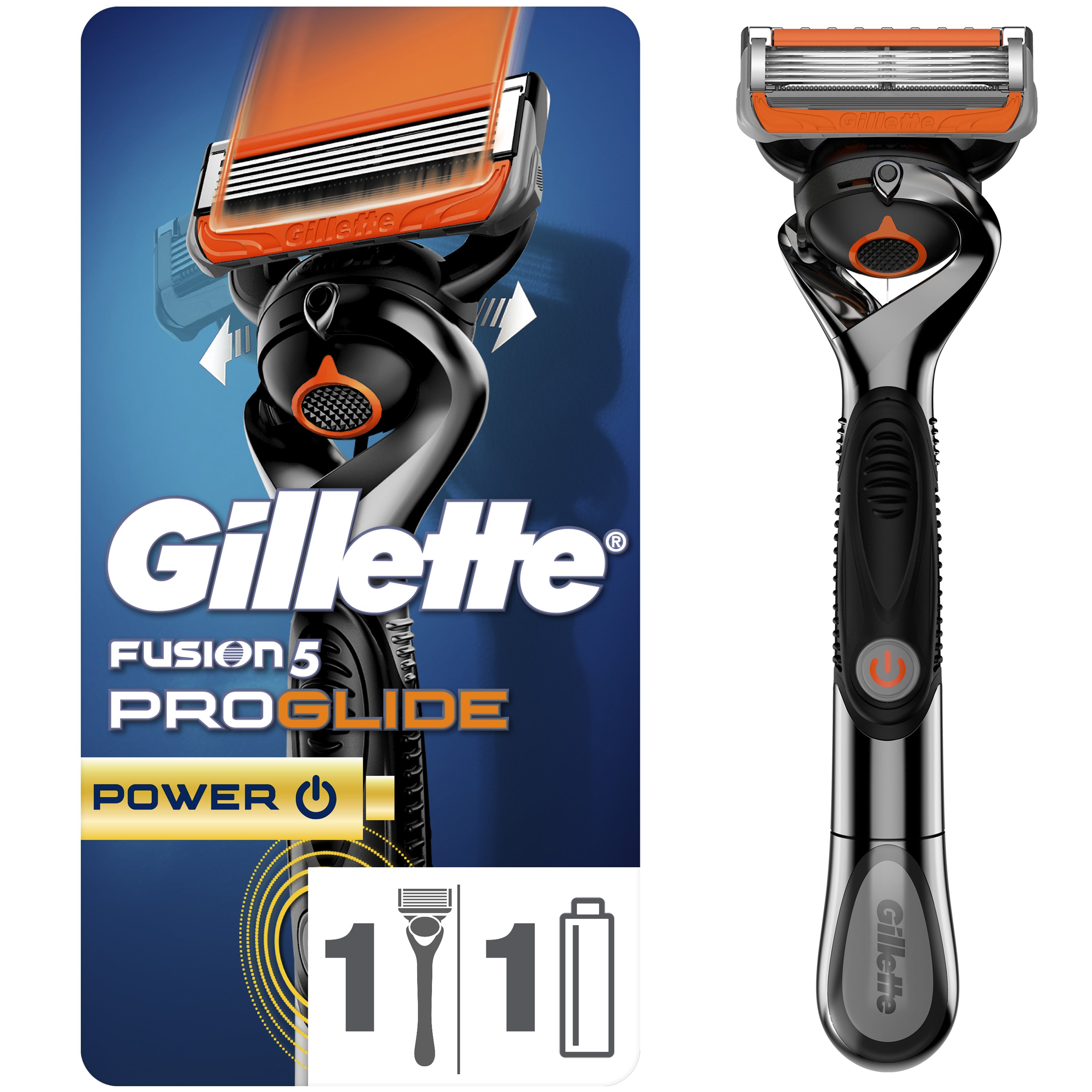 Gillette Fusion 5 Proglide Flexball Power Ξυριστική Μηχανή που Προσαρμόζεται στις Καμπύλες του Προσώπου για Καλύτερο Αποτέλεσμα 1 Τεμάχιο