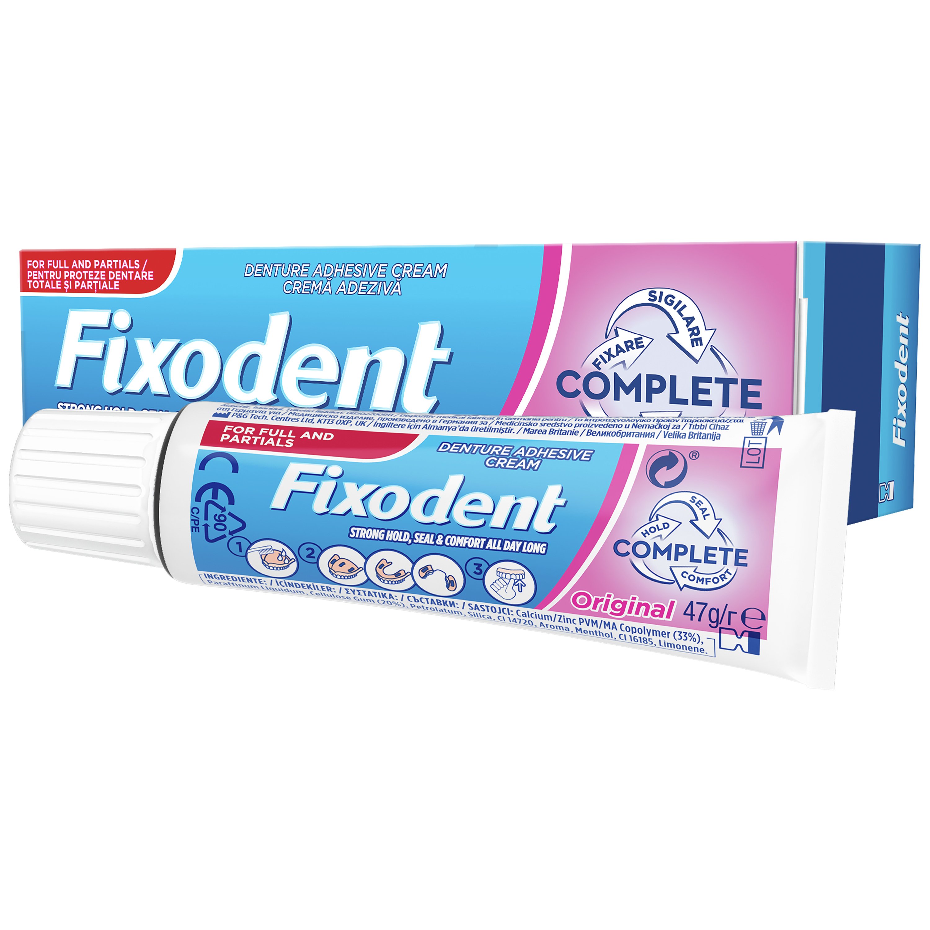 Fixodent Complete Original Στερεωτική Κρέμα Για Δυνατό Κράτημα Άνετη Εφαρμογή Όλη Μέρα 47gr