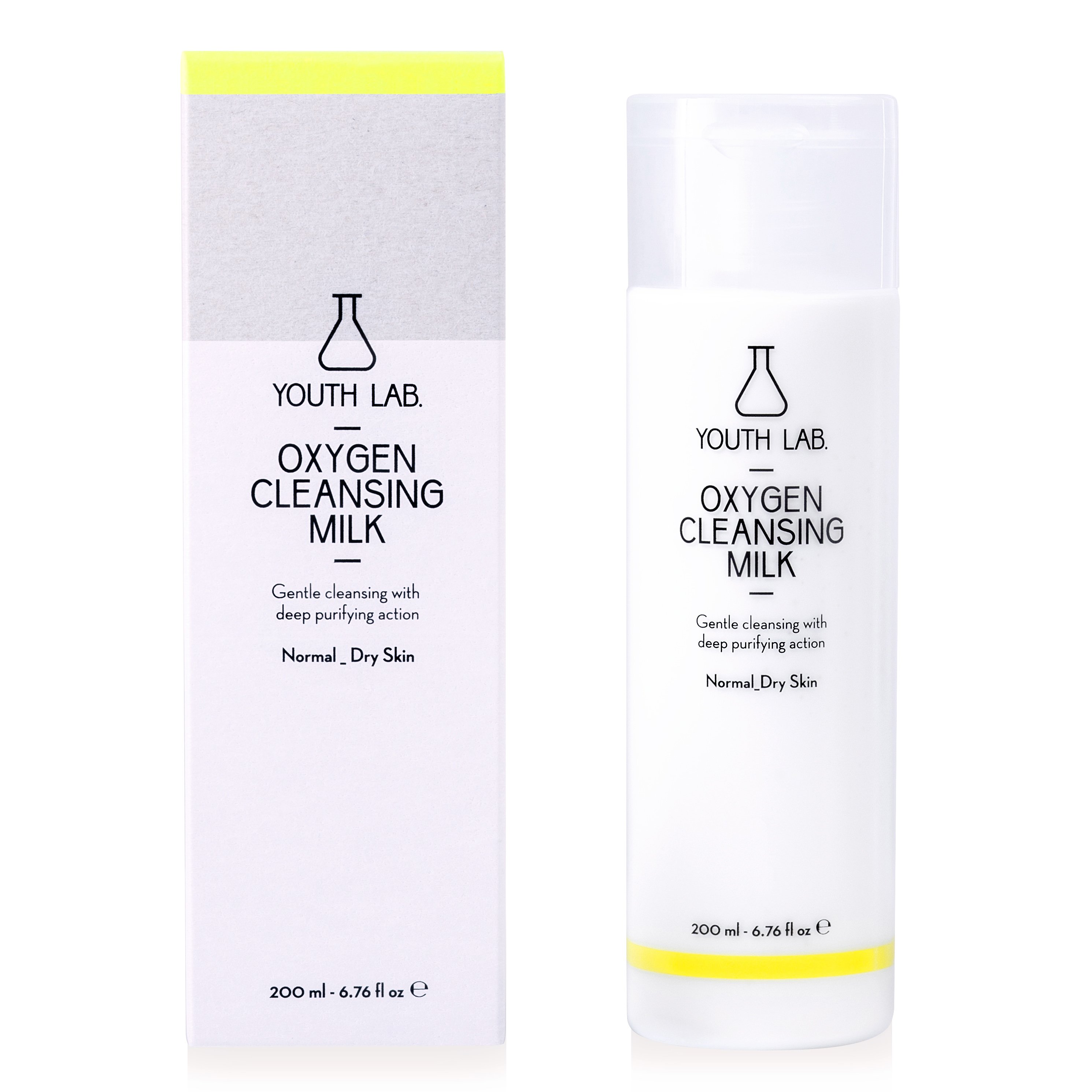 Youth Lab Oxygen Cleansing Milk for Normal Dry Skin Απαλό Γαλάκτωμα Προσώπου με Βαθιά Καθαριστική – Εξυγιαντική Δράση 200ml