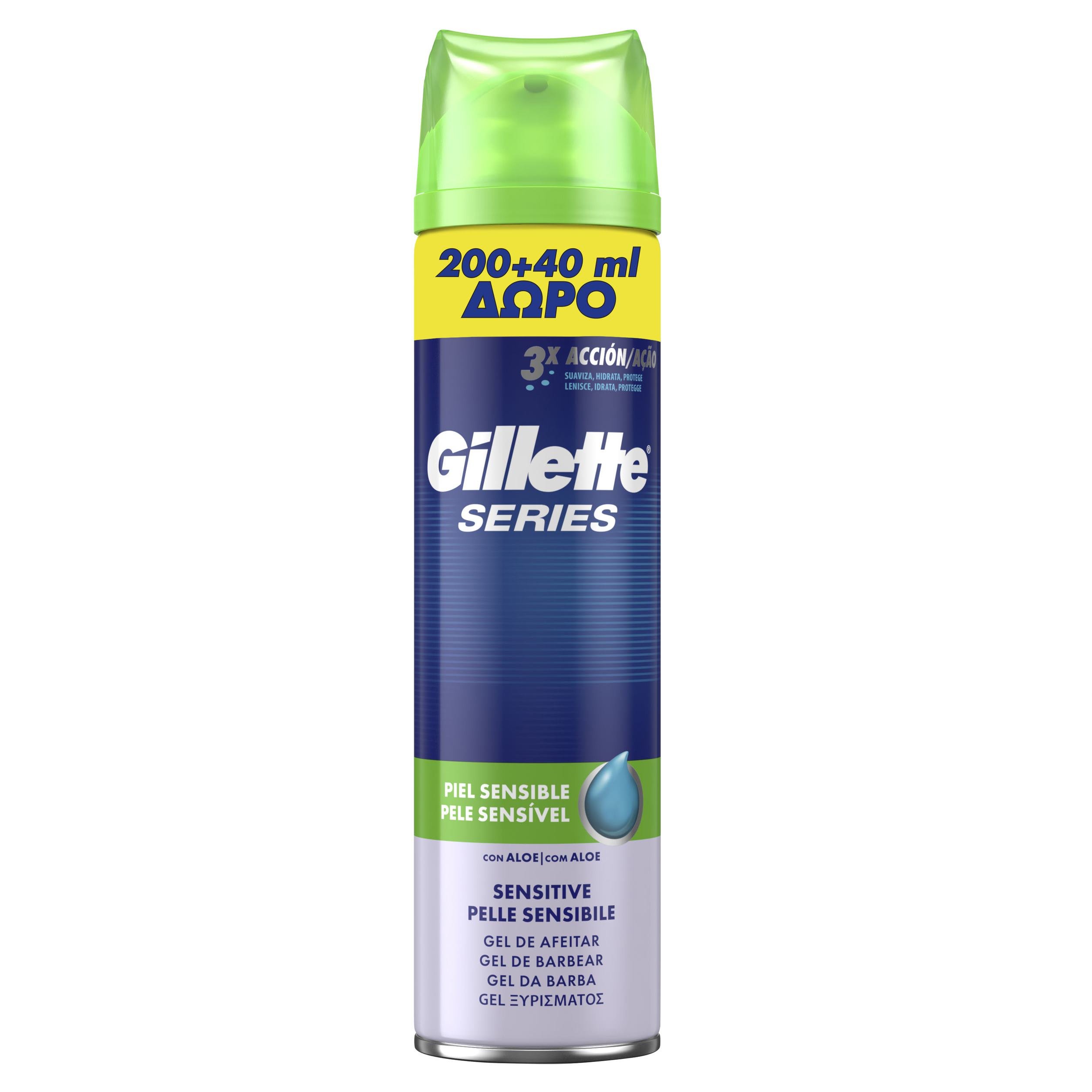 Gillette Series Gel Ξυρίσματος Sensitive Skin Βοηθά στην Προστασία της Επιδερμίδας Κατά των Ερεθισμών Προσφορά 200ml +40ml Δώρο