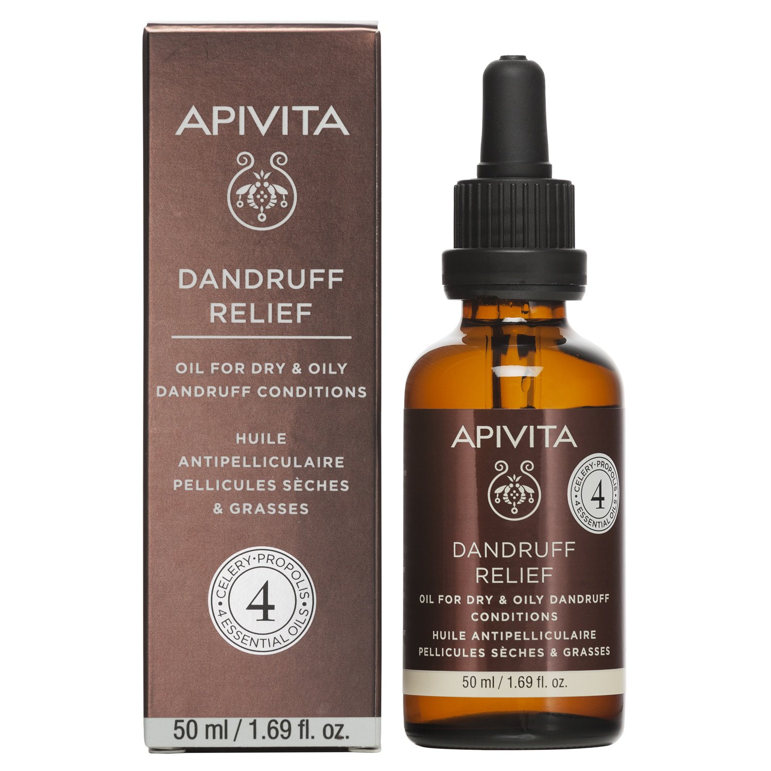 Apivita Dandruff Relief Oil Λάδι Κατά της Ξηροδερμίας & της Πιτυρίδας με Σέλερι, Πρόπολη & 4 Αιθέρια Έλαια 50ml