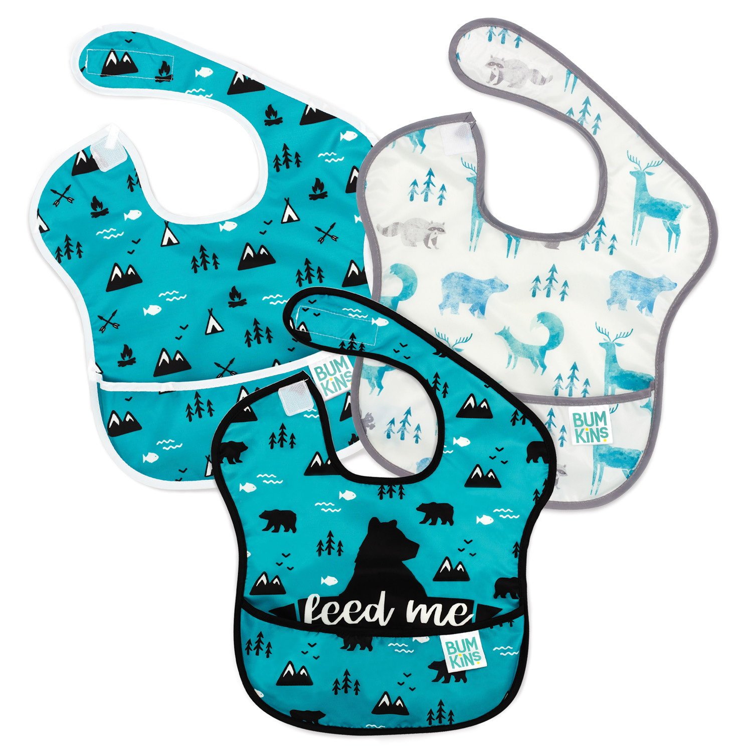 Bumkins Waterproof SuperBib Boy 6-24 months Αδιάβροχη Σαλιάρα Αρκούδα για Αγόρι 6-24 Μηνών 3 Τεμάχια