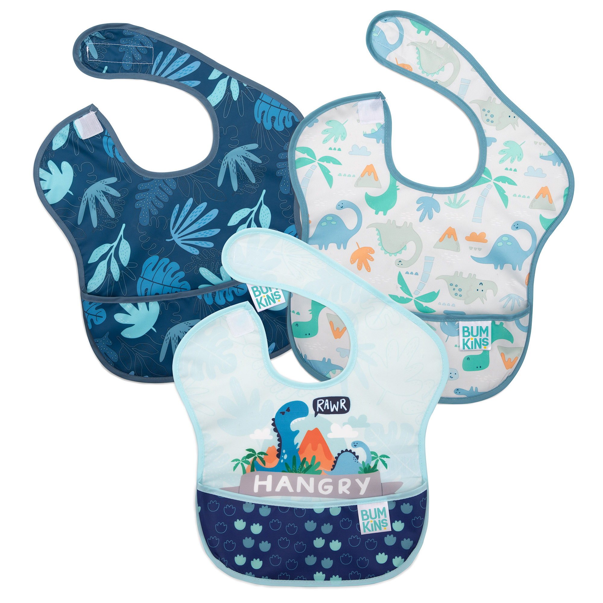 Bumkins Waterproof SuperBib Boy 6-24 months Αδιάβροχη Σαλιάρα Δεινόσαυρος για Αγόρι 6-24 Μηνών 3 Τεμάχια