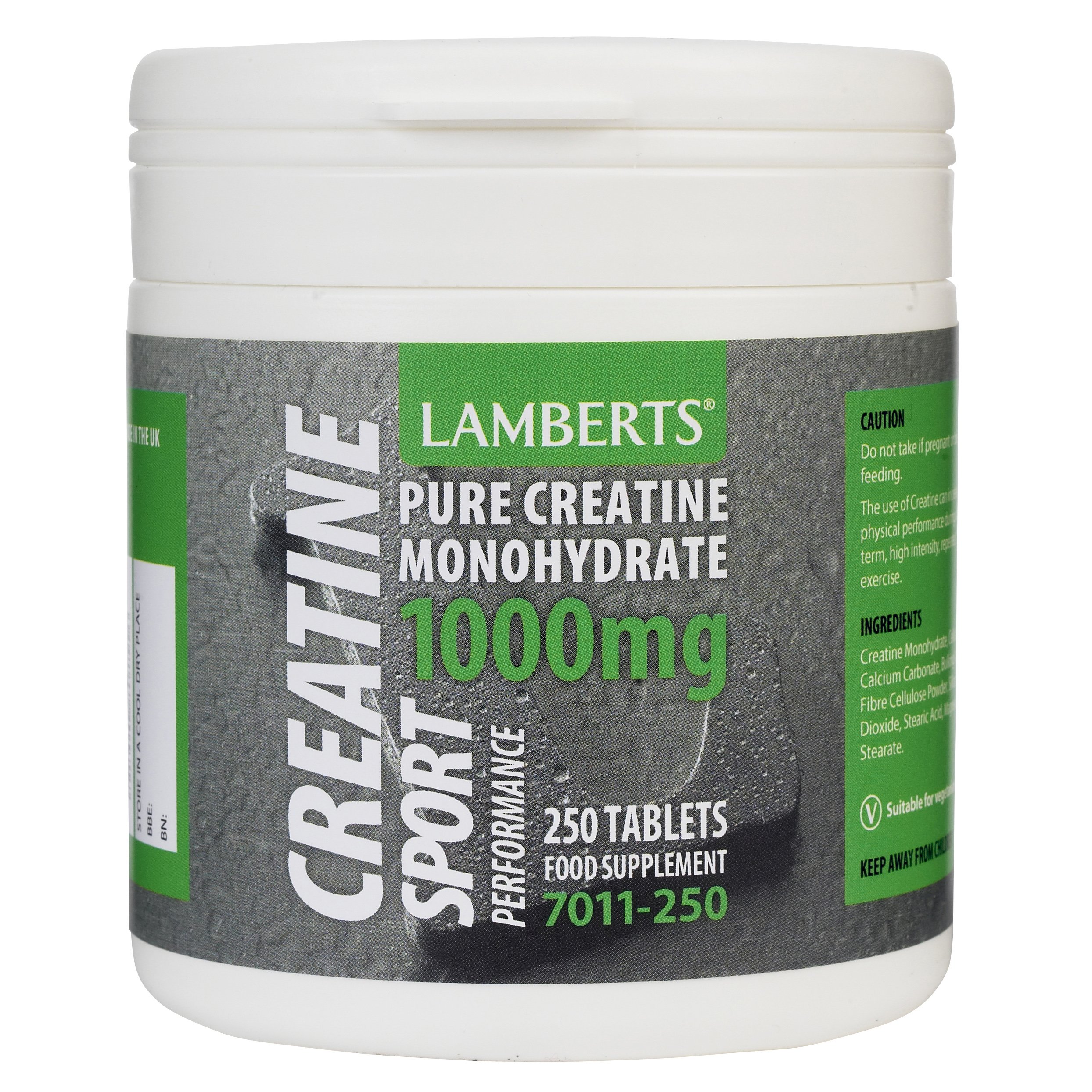 Lamberts Creatine Συμπλήρωμα Διατροφής με Καθαρή Μονουδρική Κρεατίνη για Μεγάλο Εύρος Ειδών Σωματικής Άσκησης 1000mg 250tabs