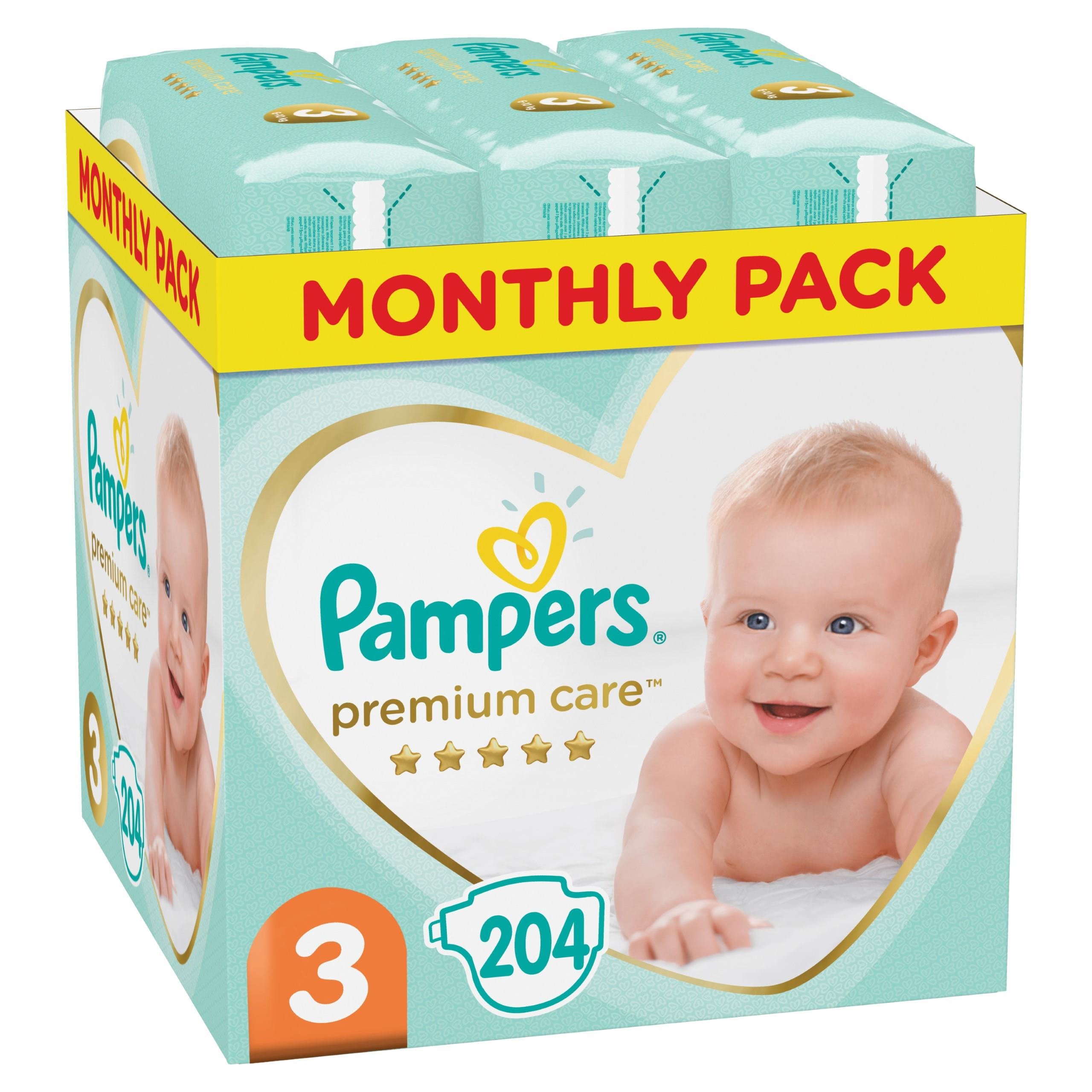 Pampers Premium Care Monthly Pack No3 (6-10kg) 204 πάνες