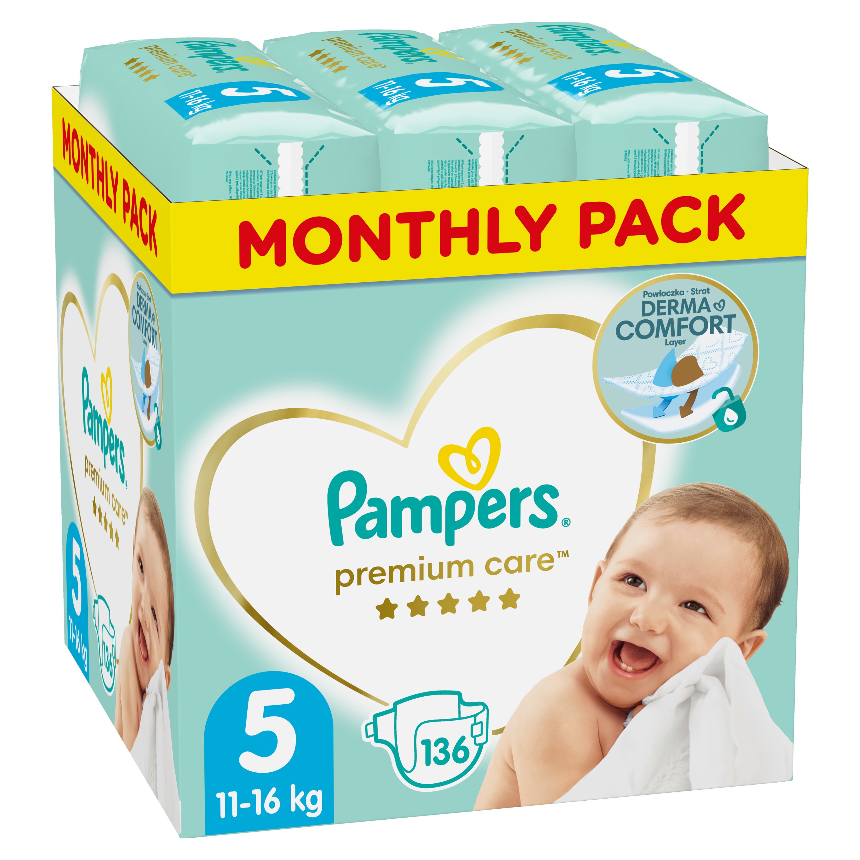 Pampers Premium Care Monthly Pack No5 (11-16kg) 136 πάνες