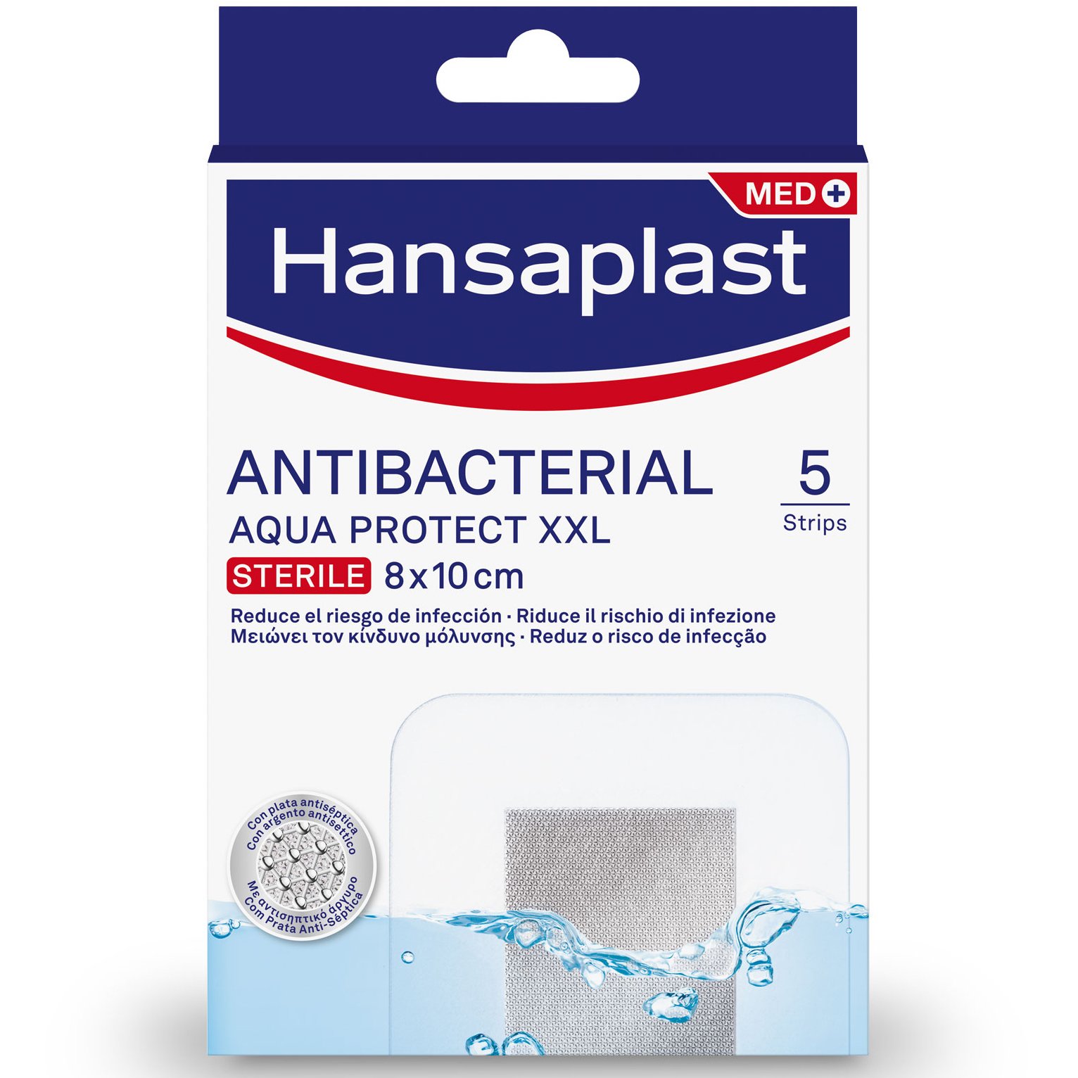 Hansaplast Antibacterial Aqua Protect XXL Αδιάβροχα Επιθέματα Μεγάλου Μεγέθους 8 x 10cm, 5τεμ.