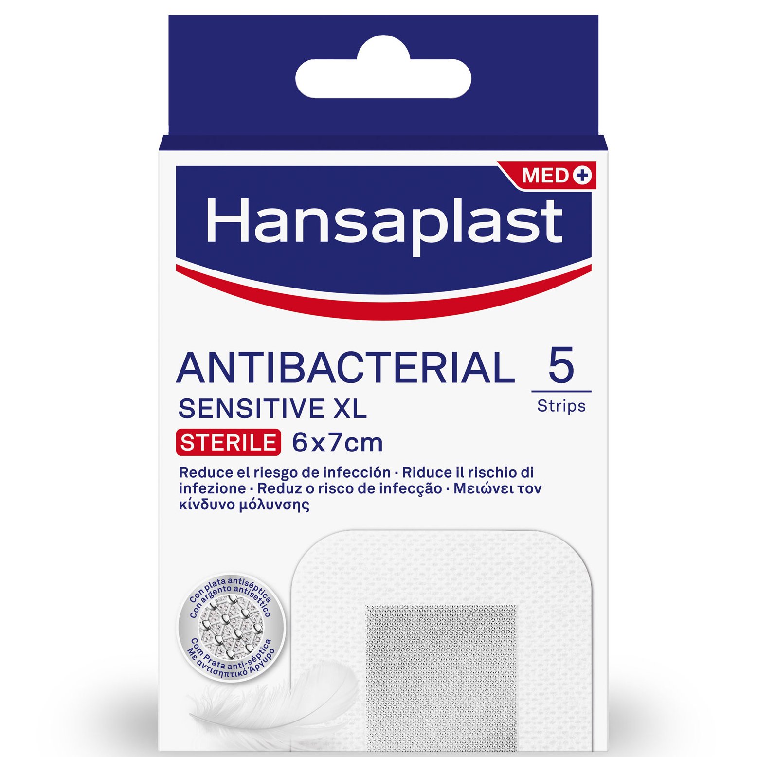 Hansaplast Antibacterial XL Sensitive Sterile 6 x 7cm Αντιμικροβιακά Επιθέματα Sensitive XL 5τμχ