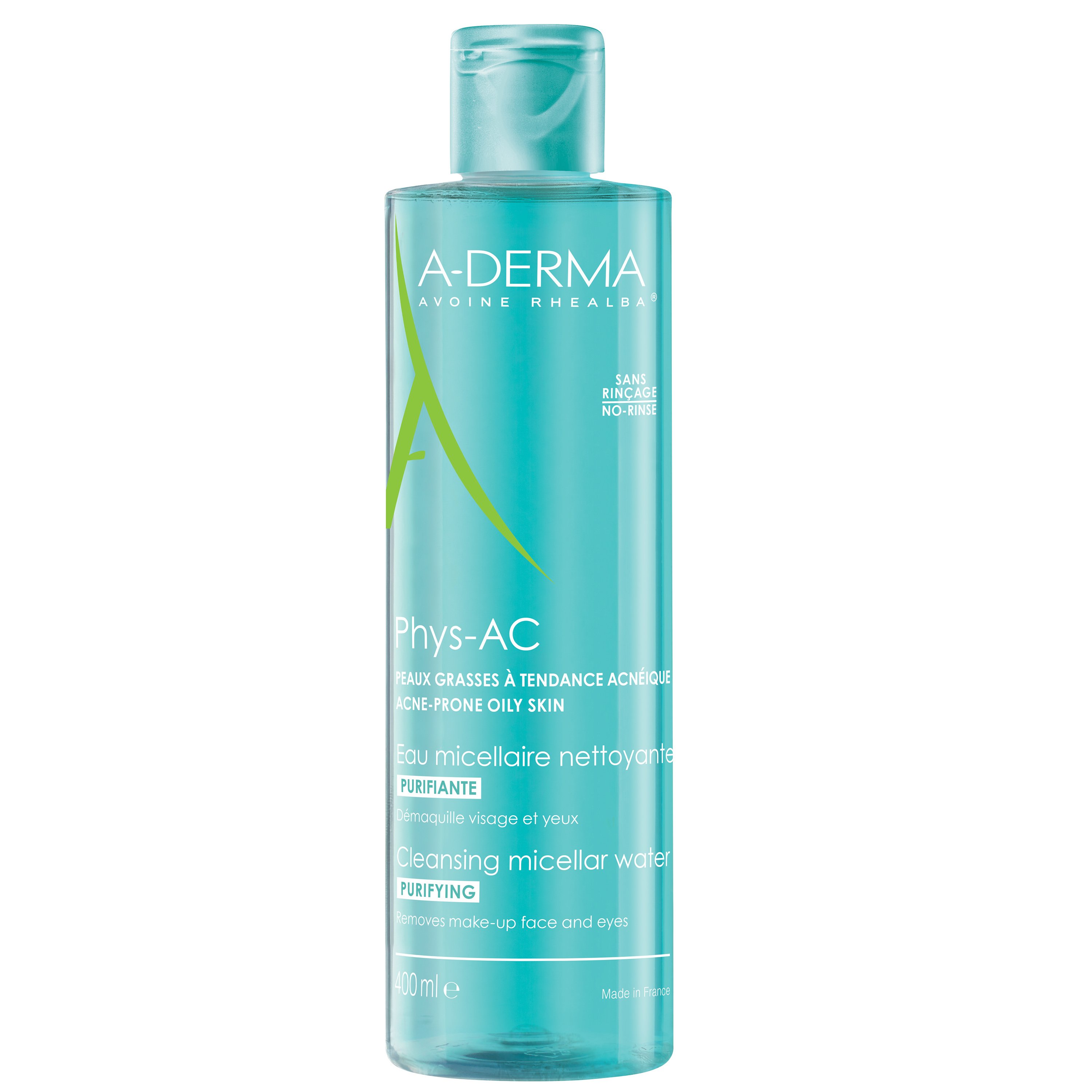 A-Derma Phys-AC Eau Micellaire Purifiante Εξυγιαντικό Νερό Καθαρισμού & Ντεμακιγιάζ Προσώπου Ματιών 400ml