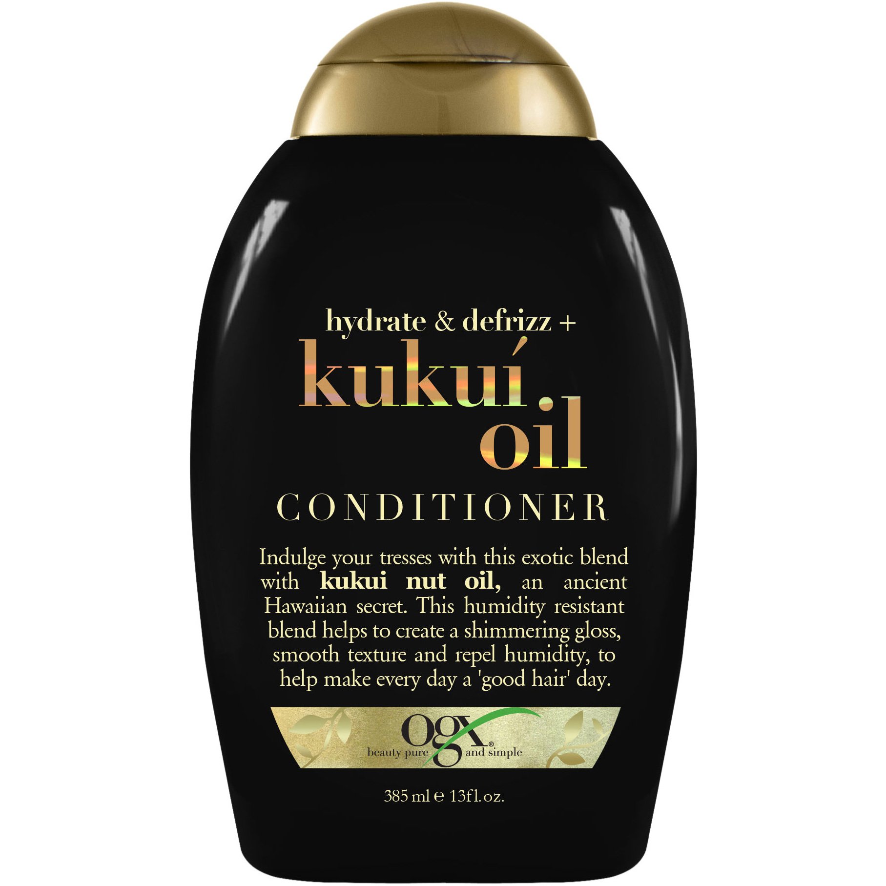 OGX Kukui Oil Conditioner Hydrate & Defrizz Μαλακτική Ενυδατική Κρέμα Μαλλιών Κατά του Φριζαρίσματος 385ml