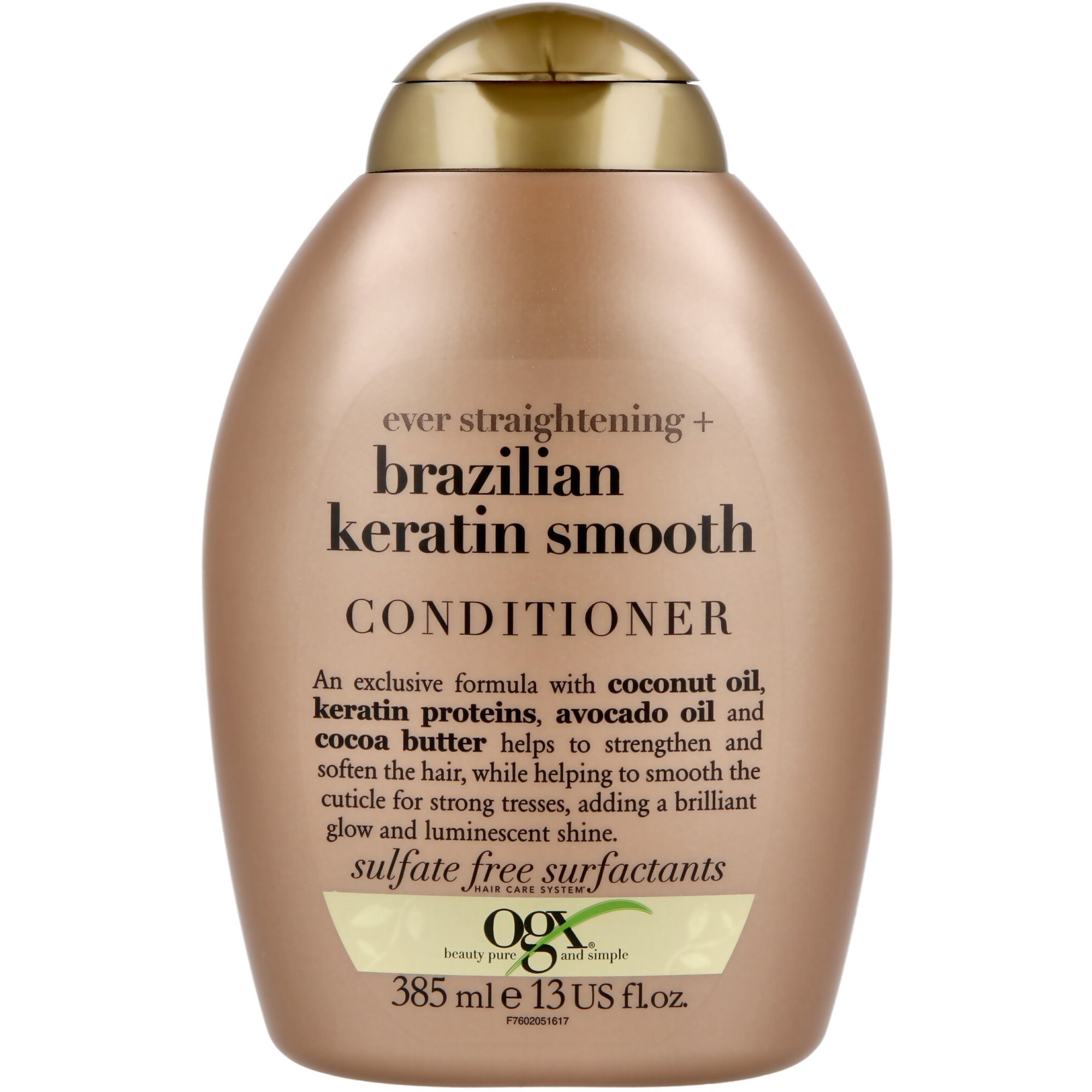 OGX Brazilian Keratin Smooth Conditioner Ever Straightening Μαλακτική Κρέμα Λείανσης & Λάμψης στα Ταλαιπωρημένα Μαλλιά 385ml