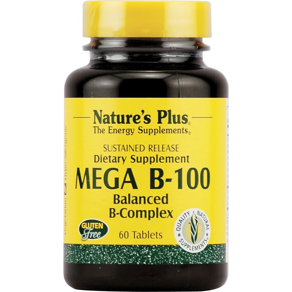 Natures Plus Mega B-100 Food Supplement Πολυβιταμινική Φόρμουλα με Βιταμίνες του Συμπλέγματος Β 60tabs