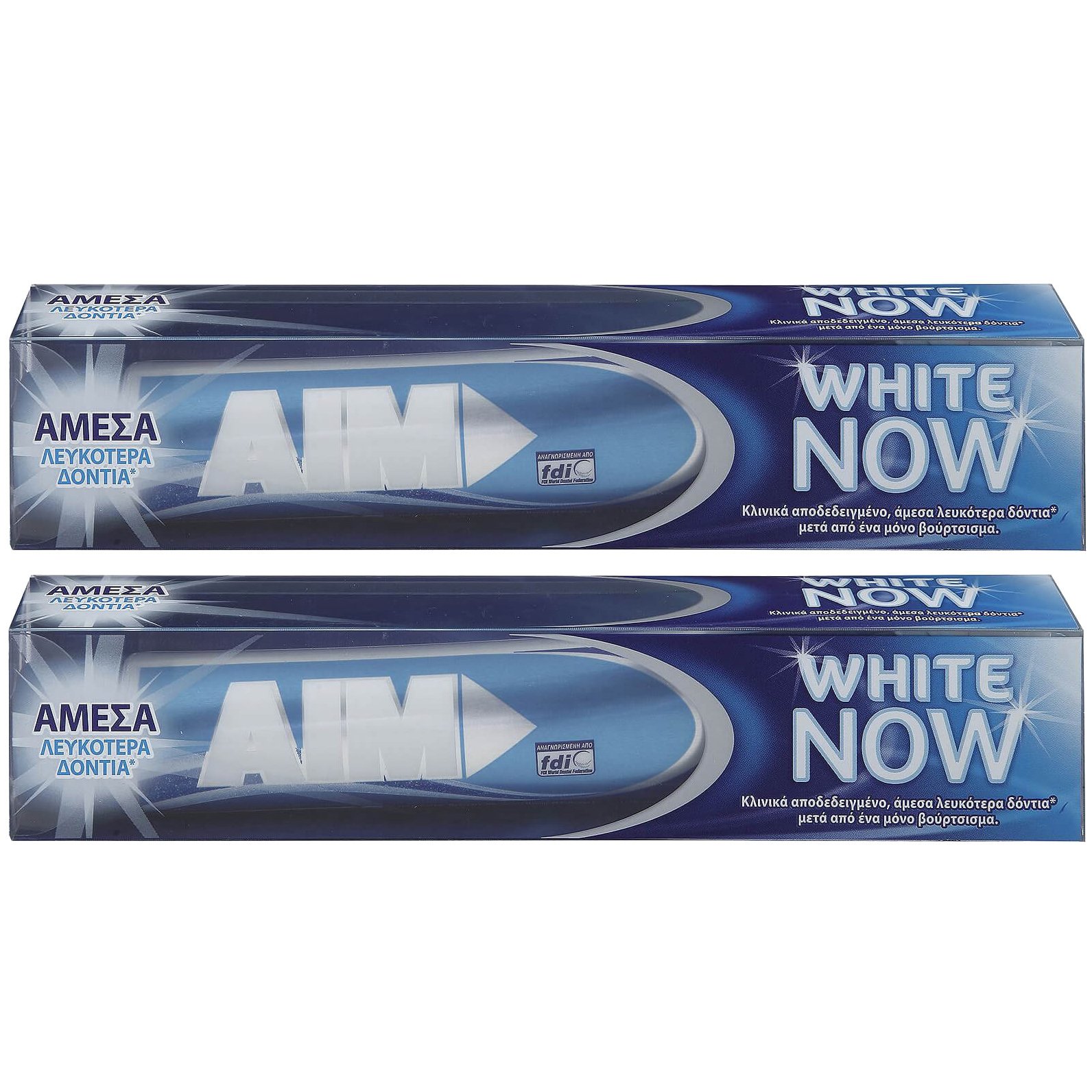 AIM Πακέτο Προσφοράς White Now Οδοντόκρεμα για Άμεσα Λευκότερα Δόντια 2x75ml 1+1 Δώρο