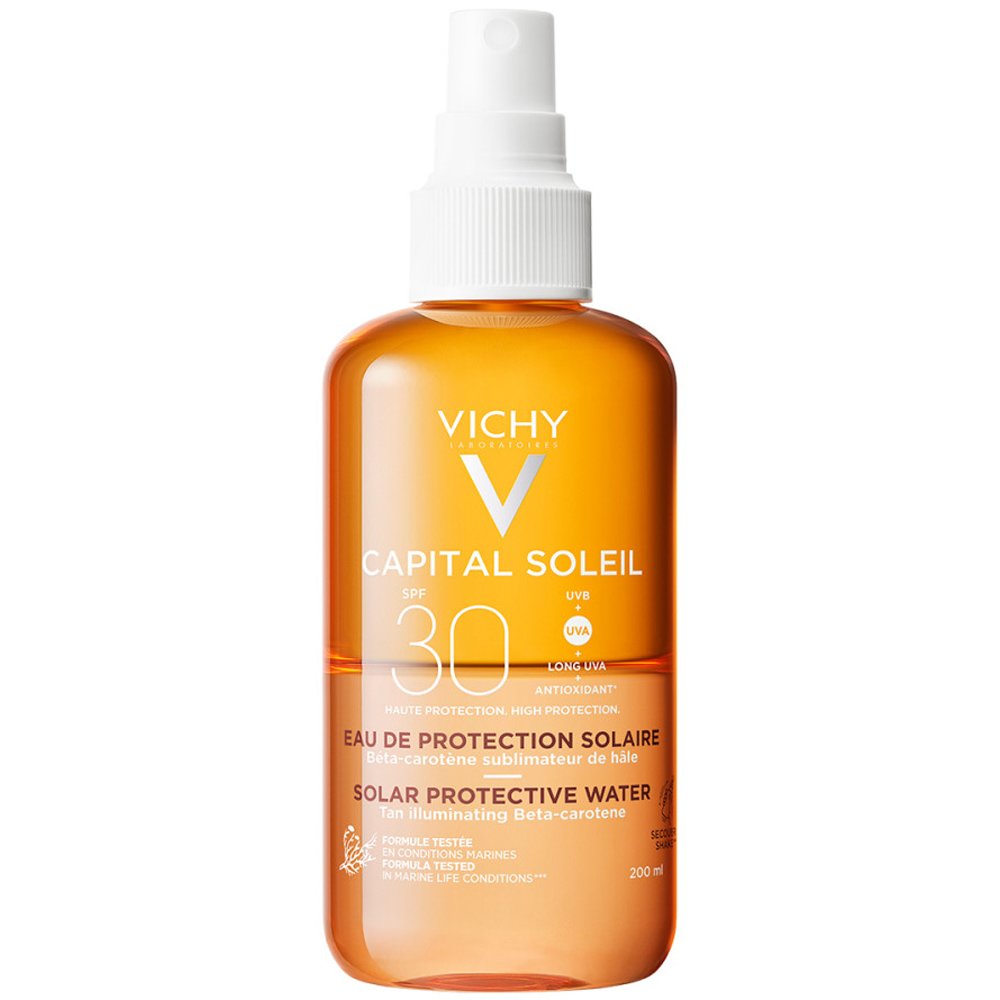 Vichy Capital Soleil Spf30 Νερό Υψηλής Προστασίας από τον Ήλιο με Βήτα Καροτίνη για Λαμπερό Μαύρισμα 200ml