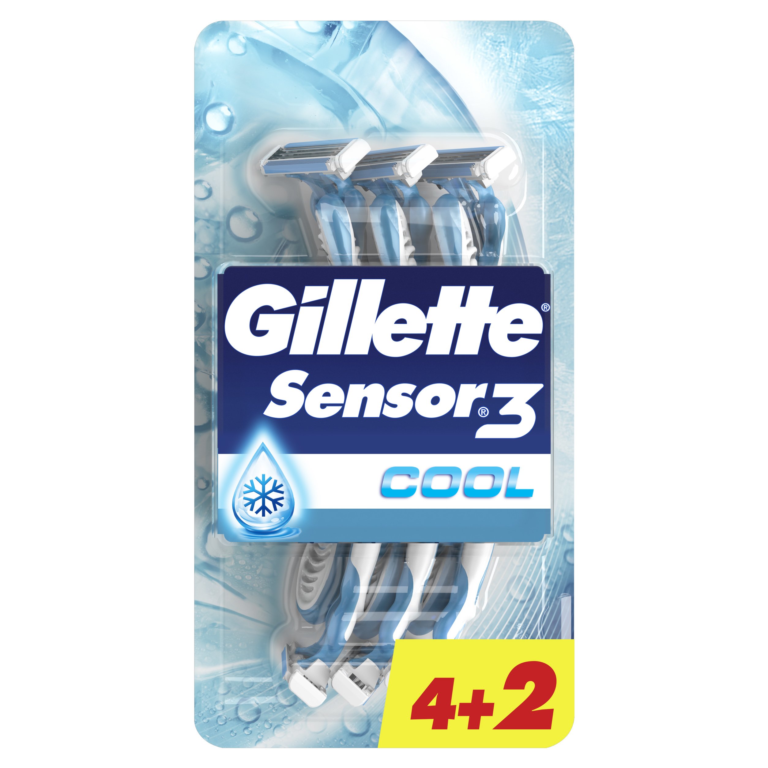 Gillette Sensor 3 Cool Ξυραφάκια μιας Χρήσης για Αίσθηση Δροσιάς σε Κάθε Ξύρισμα 6 Τεμάχια (4+2 Δώρο)