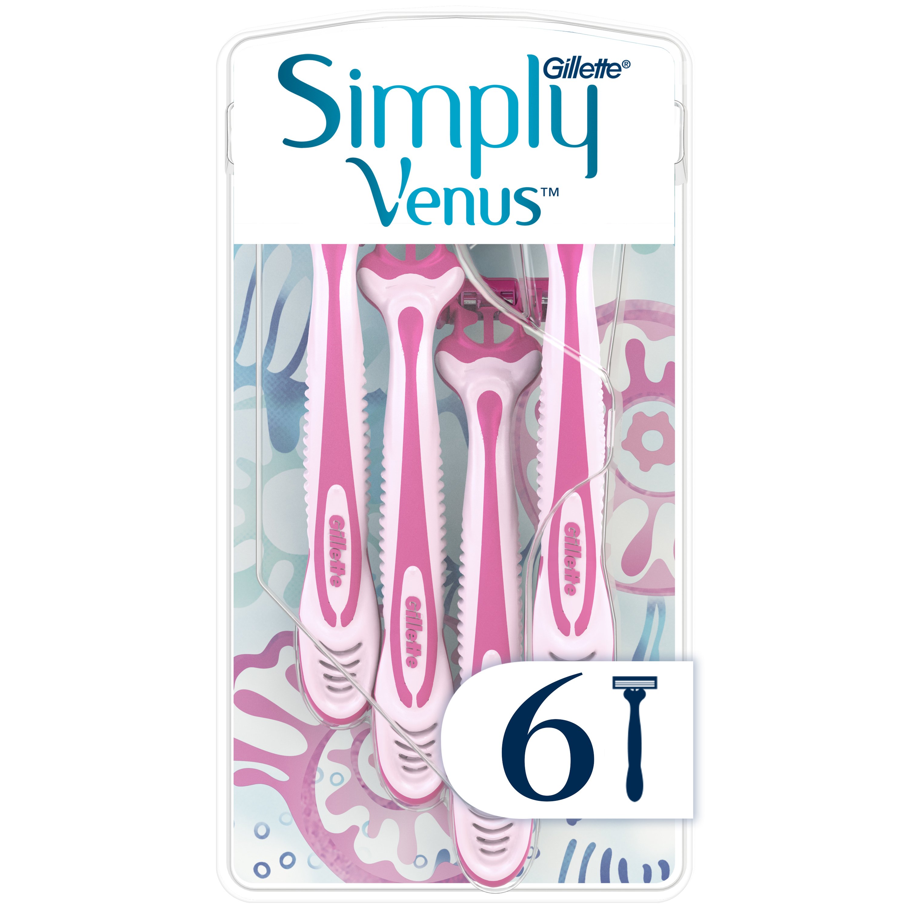 Gillette Simply Venus Disposable Razors Γυναικεία Ξυραφάκια με 3 Λεπίδες για Μεταξένιο Αποτέλεσμα 6 Τεμάχια